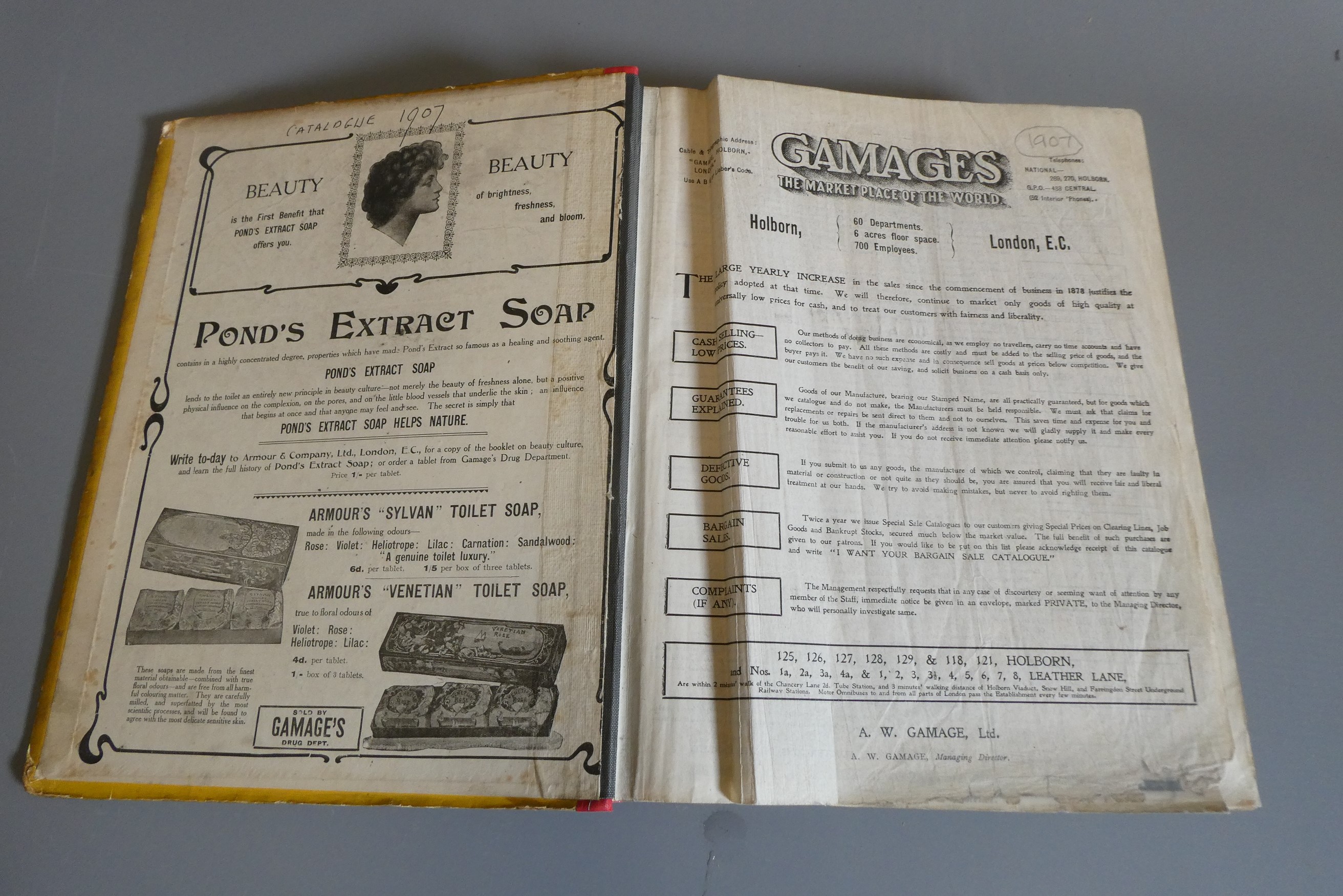 A.W. Gamages Ltd Department Store catalogue from 1907 Image