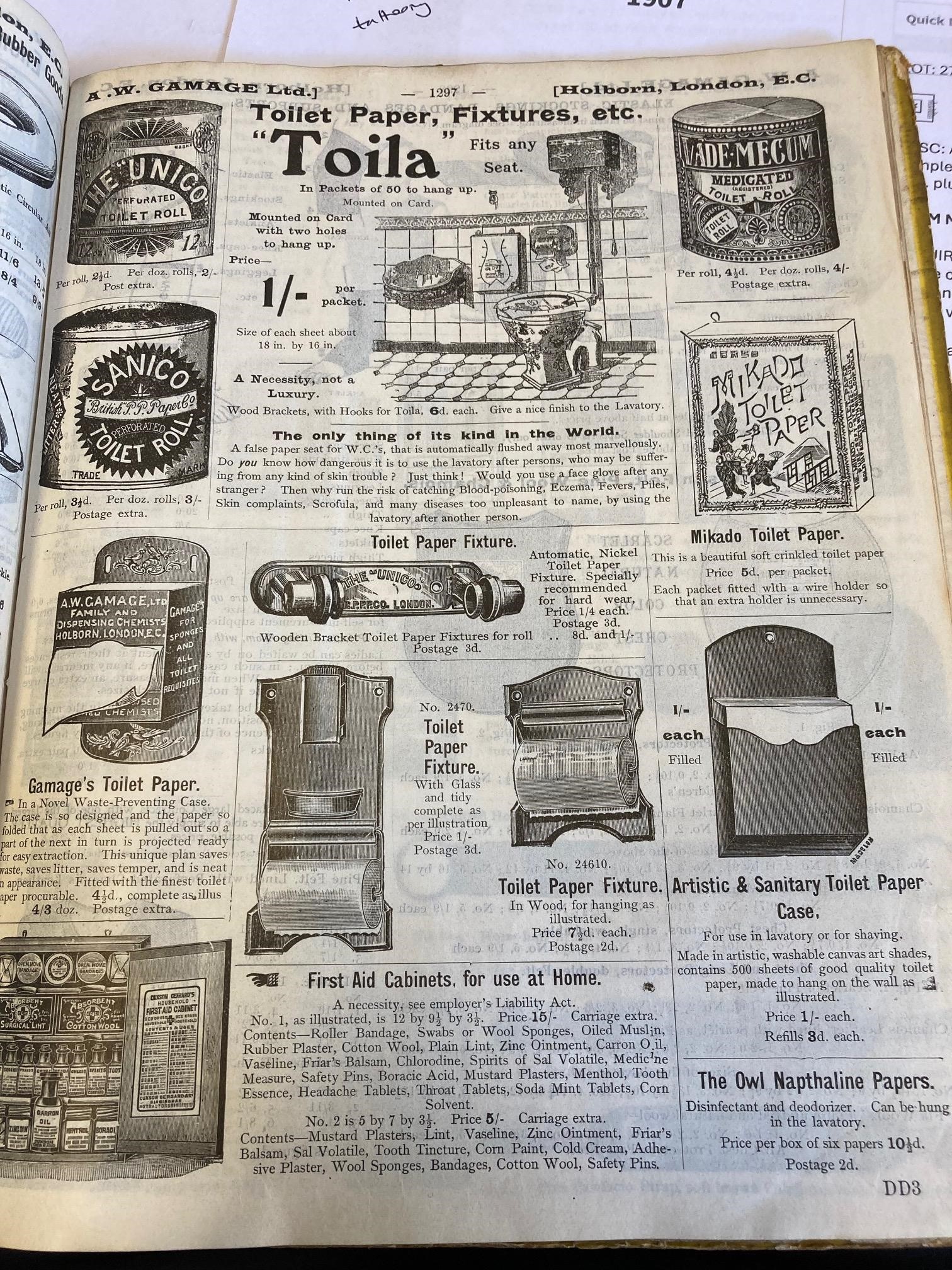 A.W. Gamages Ltd Department Store catalogue from 1907 Image