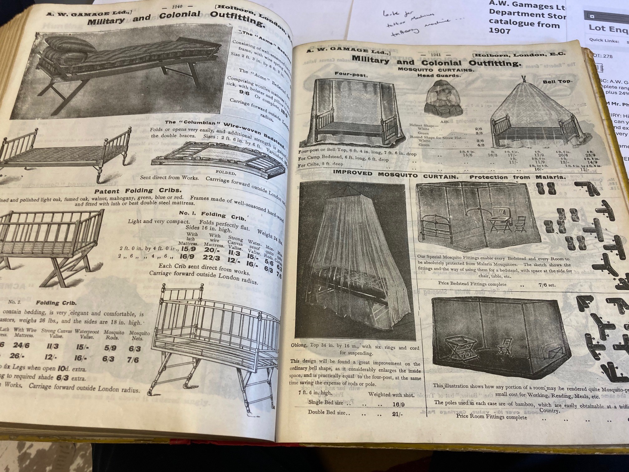 A.W. Gamages Ltd Department Store catalogue from 1907 Image