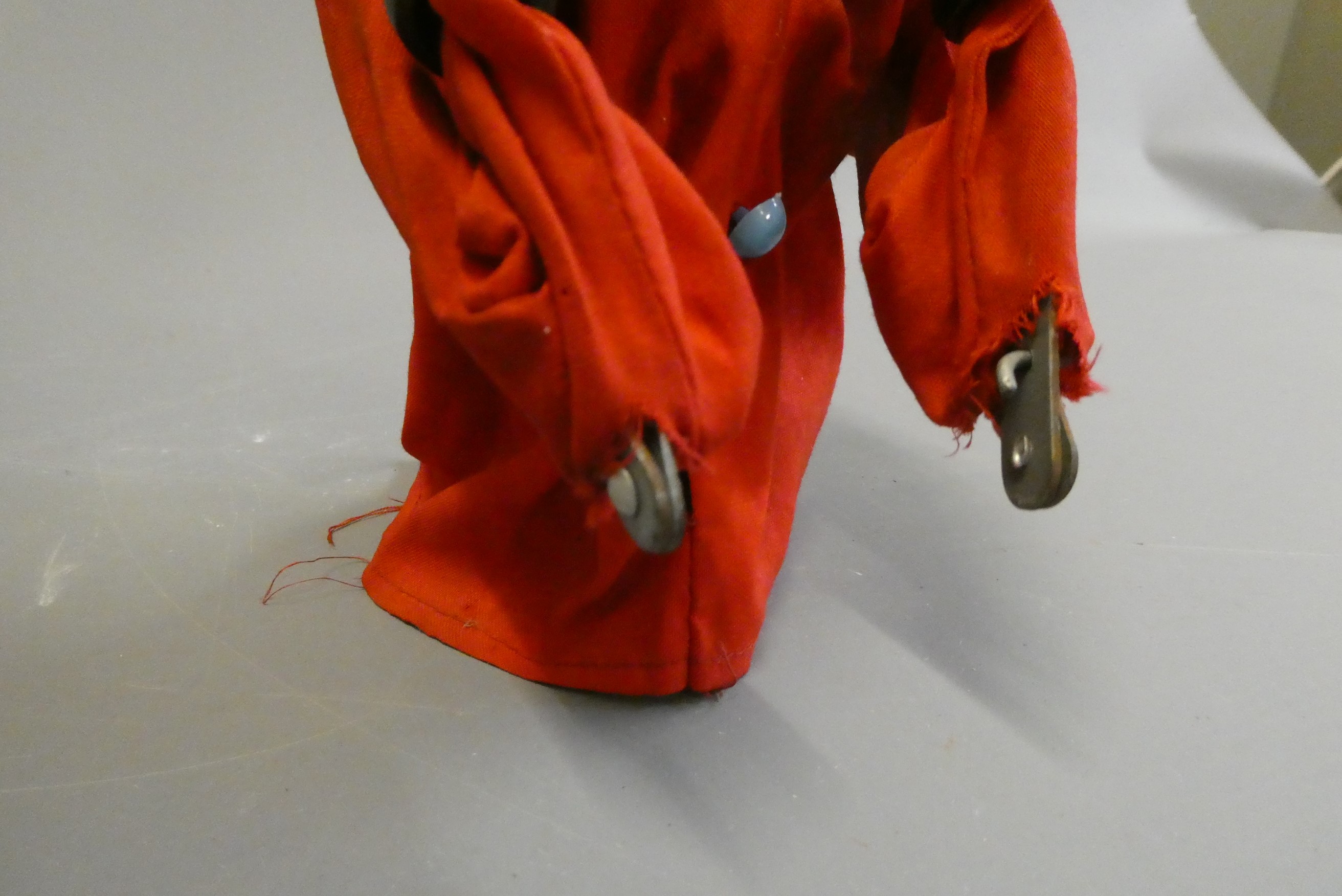 Boxer puppet with boxing action arms with a look of a very young Mohammed Ali. Some wear and holes Image