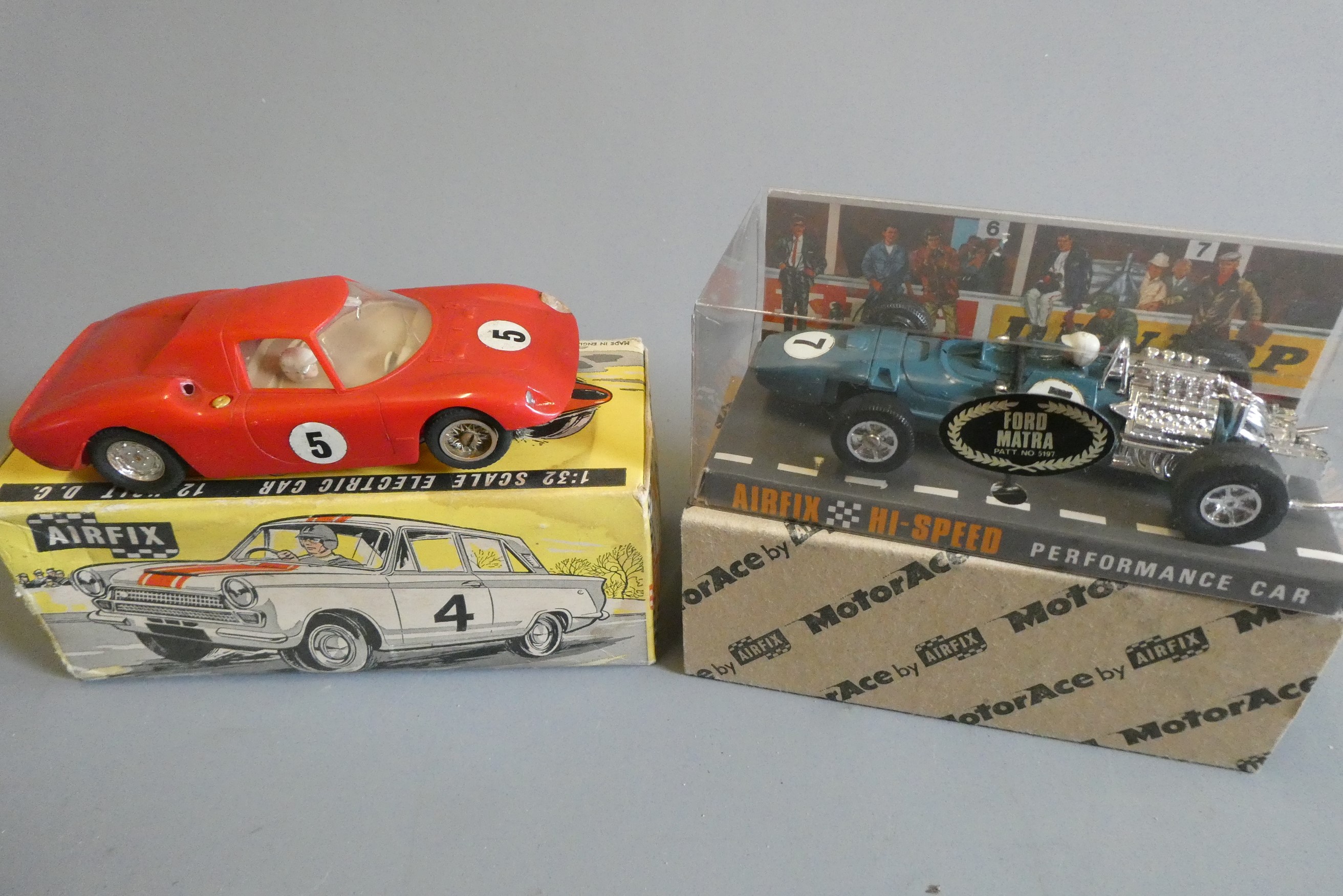 Three Airfix MRRC slot cars comprising Ford Matra in blue Image