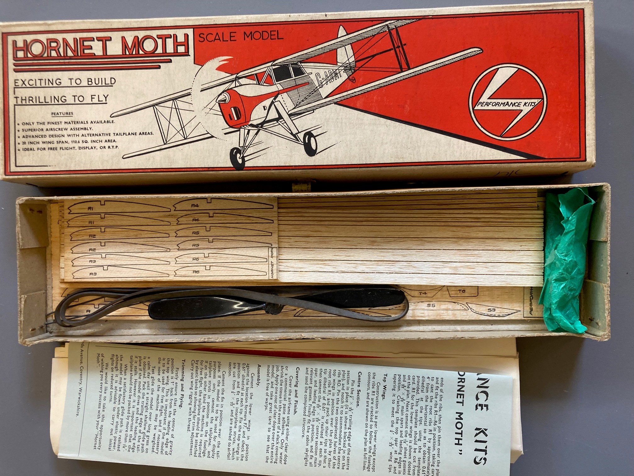 Two small balsa Free Flight aircraft model kits for use with rubber motors, both items boxed, Image