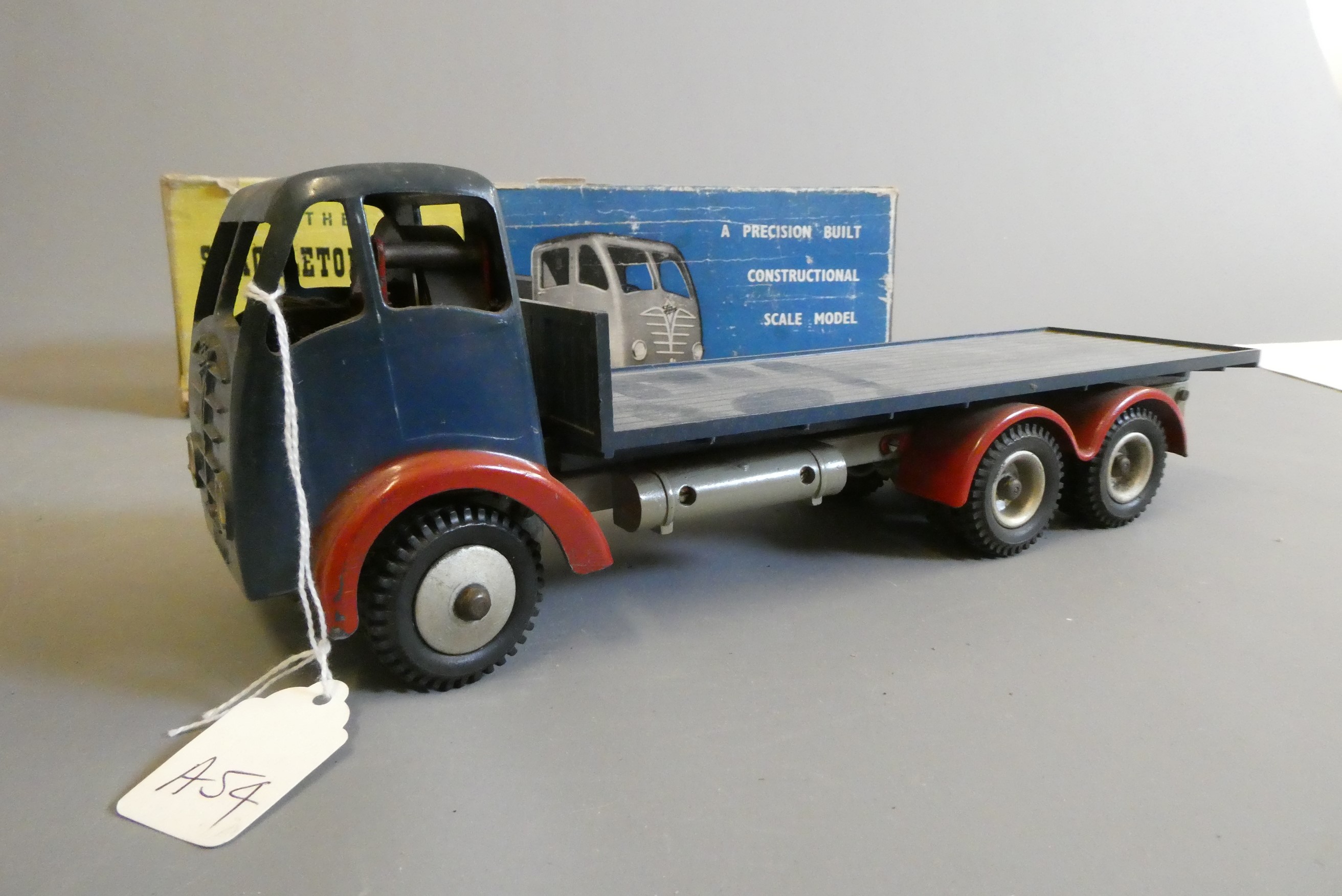 Shackleton clockwork Foden flat bed lorry finished in blue with key and instructions Image