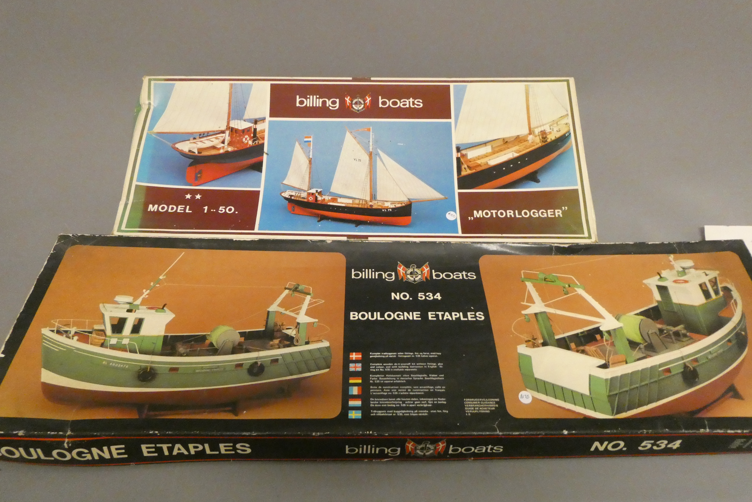 Three Billings boat kits comprising Junior Modern BUR2 Fishing boat (some work done) Image