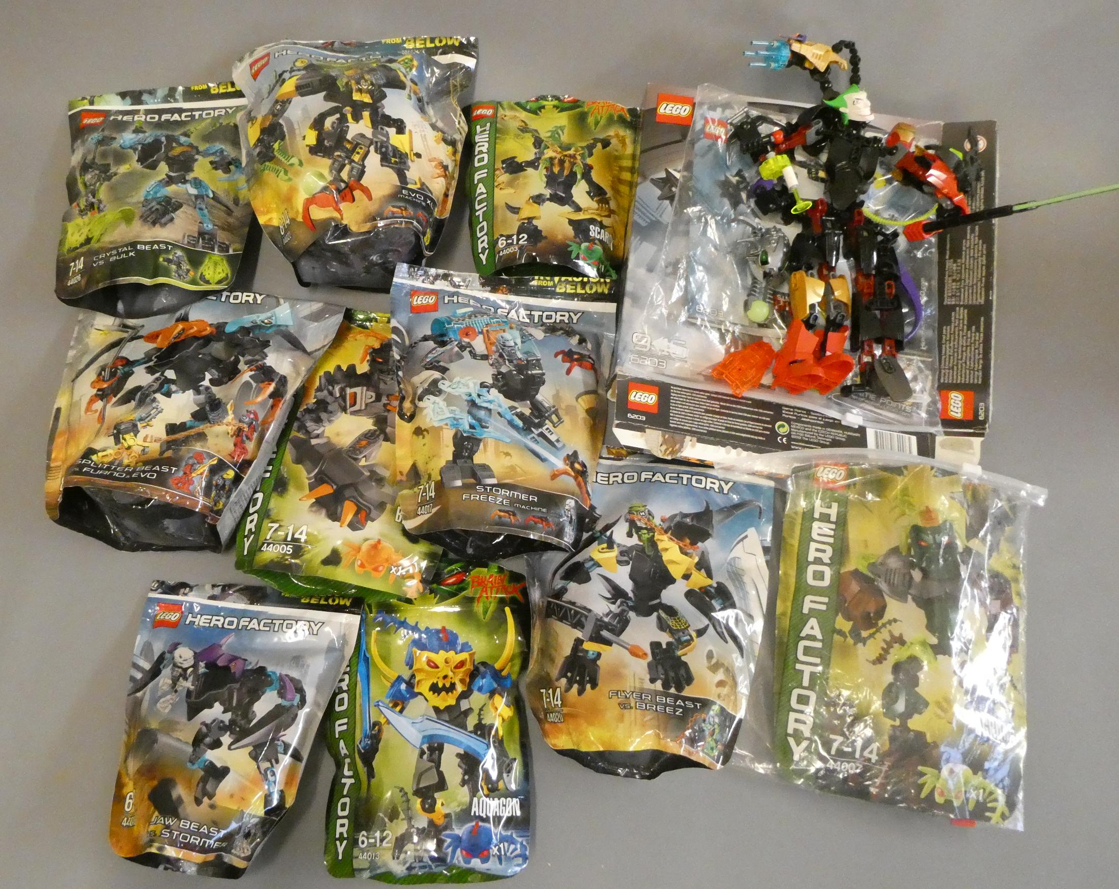 A collection of 10x Lego Hero Factory 'Brain Attack' and 'Invasion from Below' bagged characters to Image