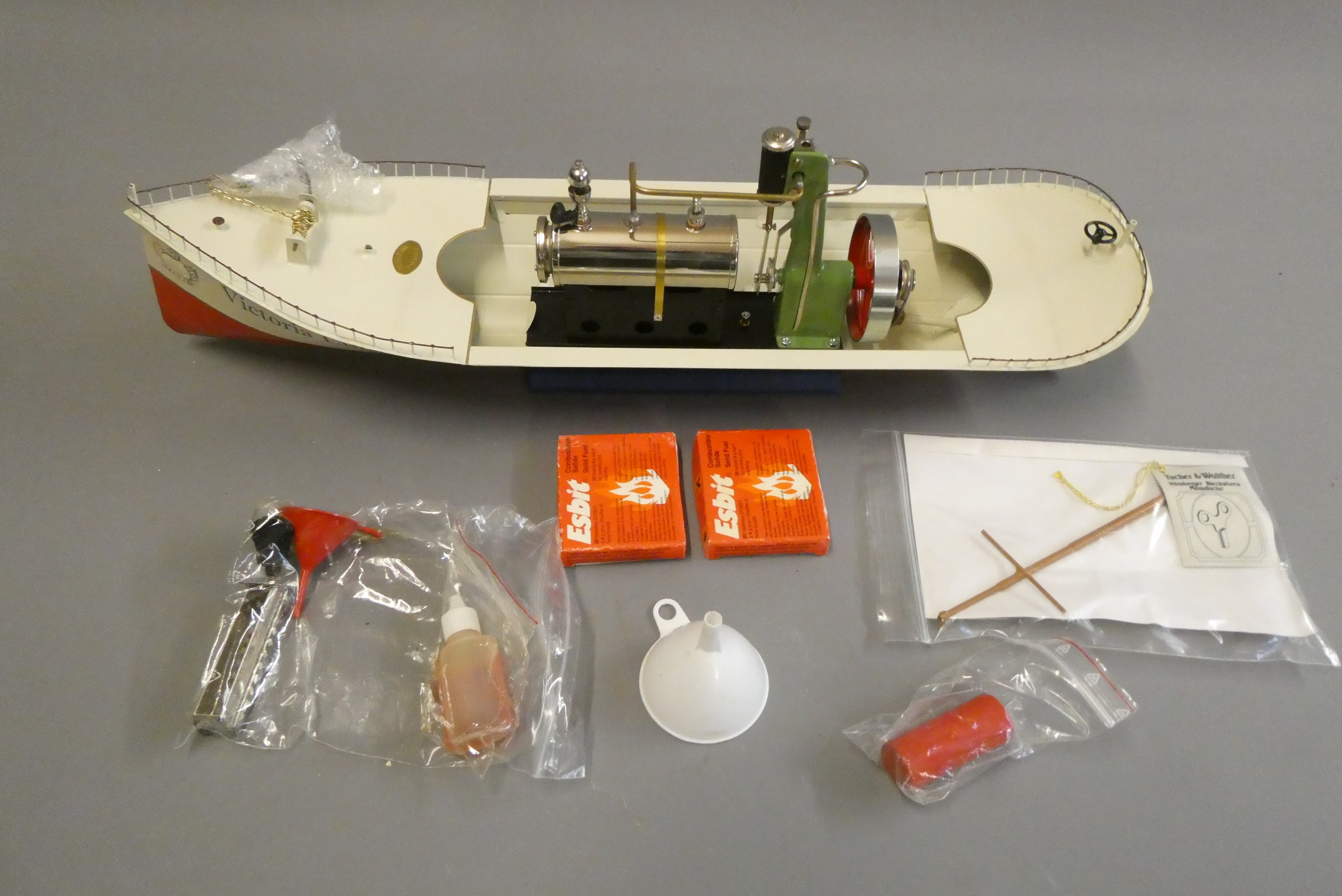 A Tucher & Walther Germany Victoria Luise steam launch finished in white with Wilesco steam engine, Image