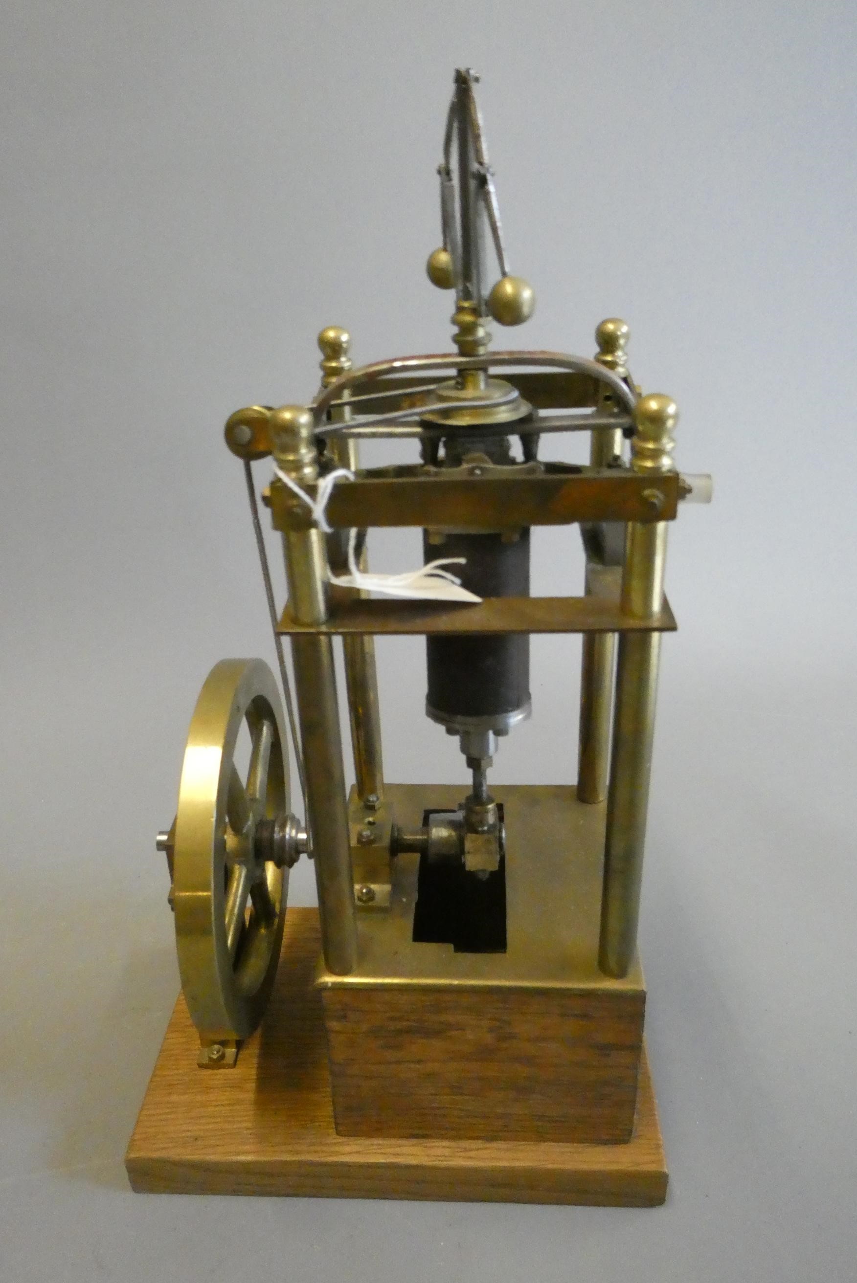 Fabricated brass/steel 4 pillar vertical steam engine Image