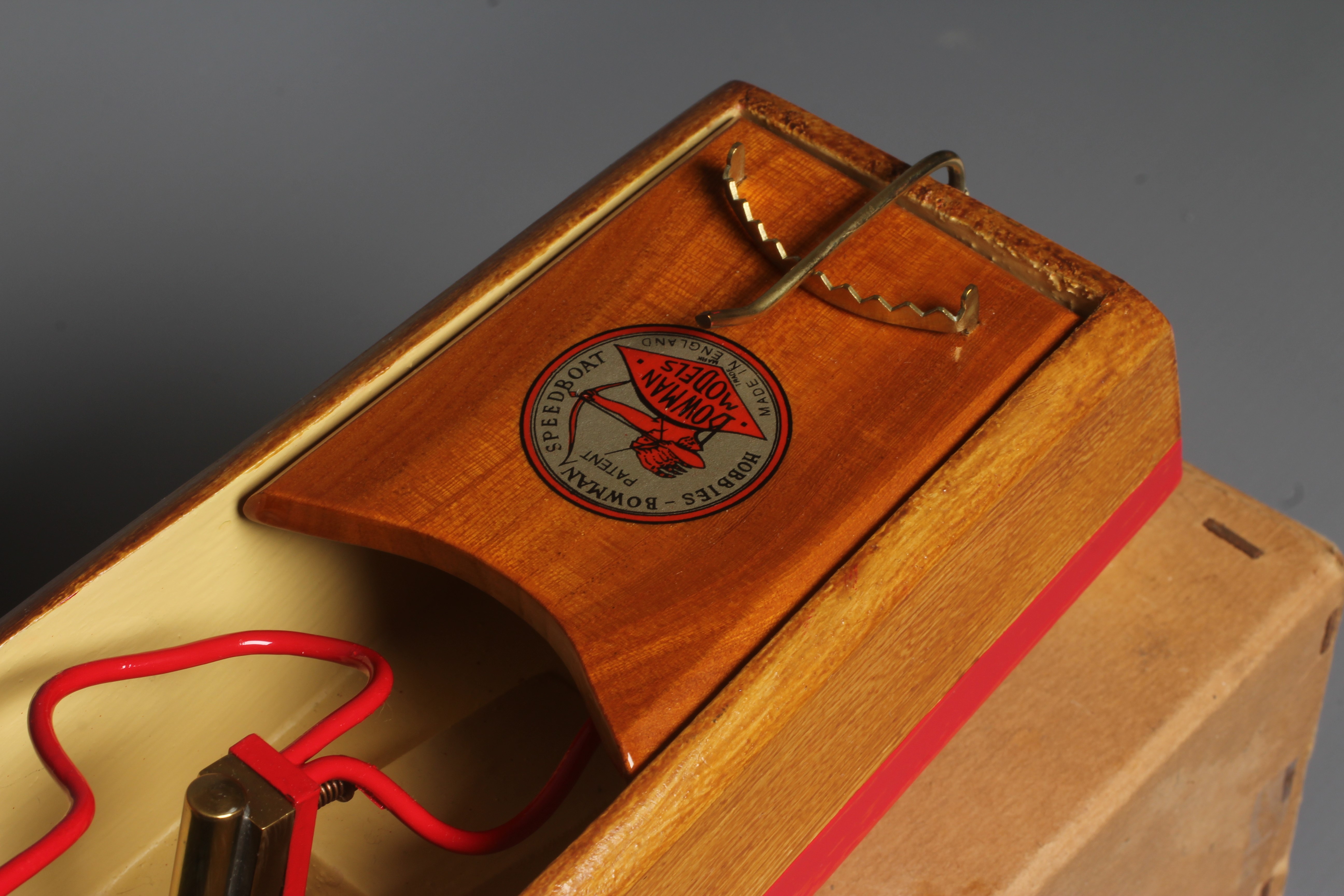 Bowman steam boat Swallow with sprit fired single cylinder oscillating engine. This model has been Image