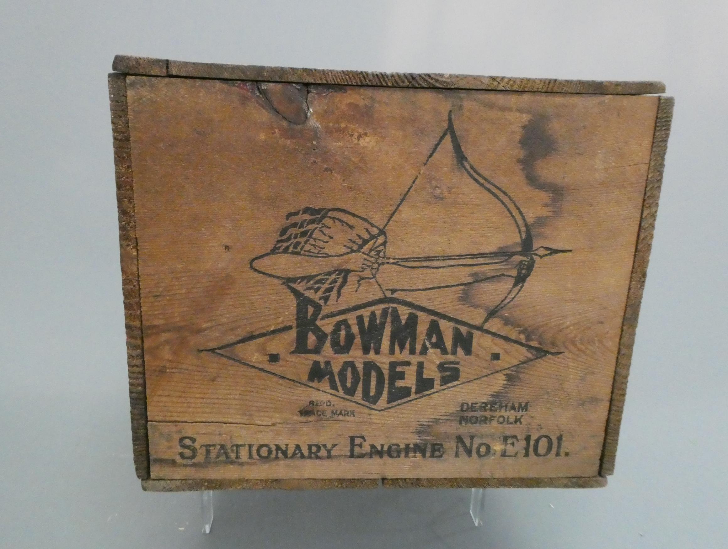 Large Bowman stationary steam engine No. E101, boxed with burner and chimney, good (Est. plus 24% Image