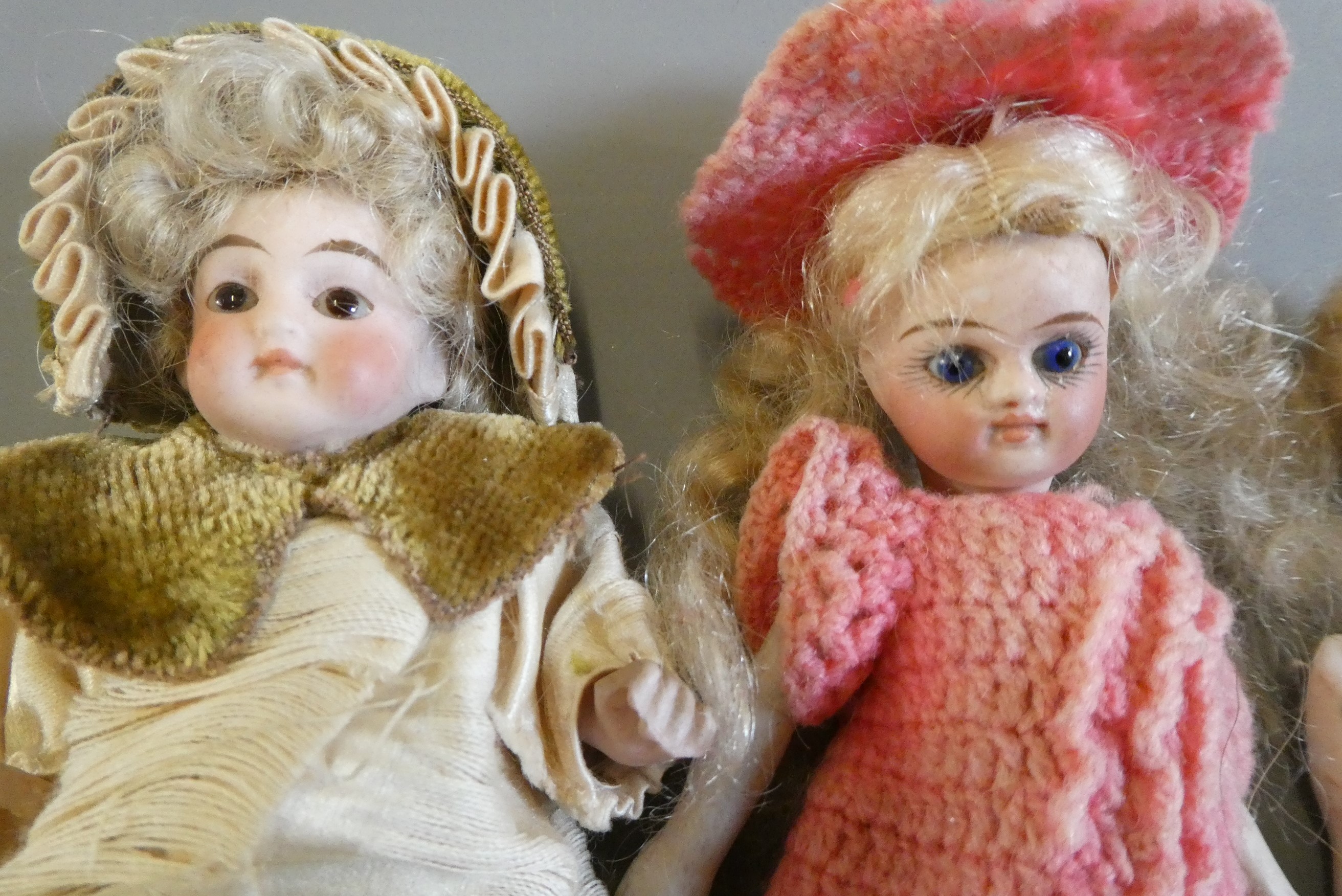Three all bisque doll's house dolls Image