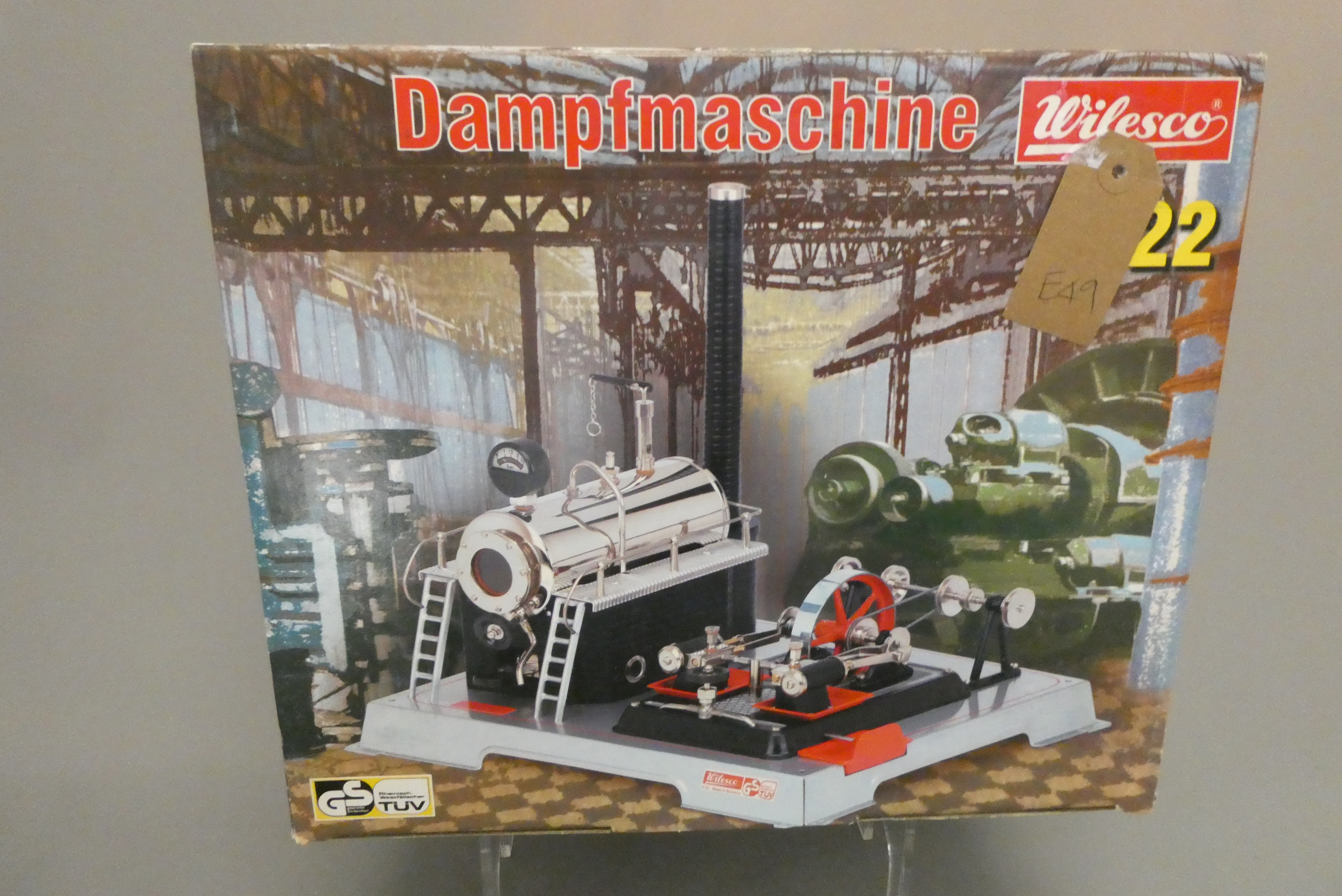 Wilesco D22 twin cylinder Steam engine, finished in black with chrome polished engine parts. boxed Image