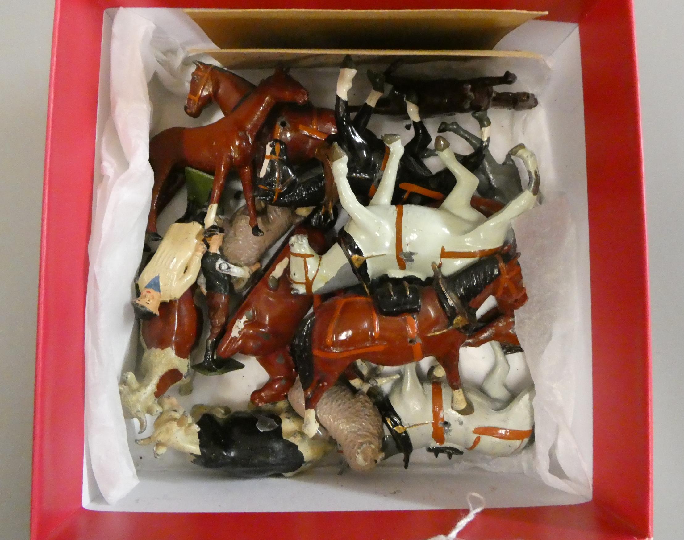 Britains farm animals including horses, sheep and cows, together with farm figures, fair to good Image