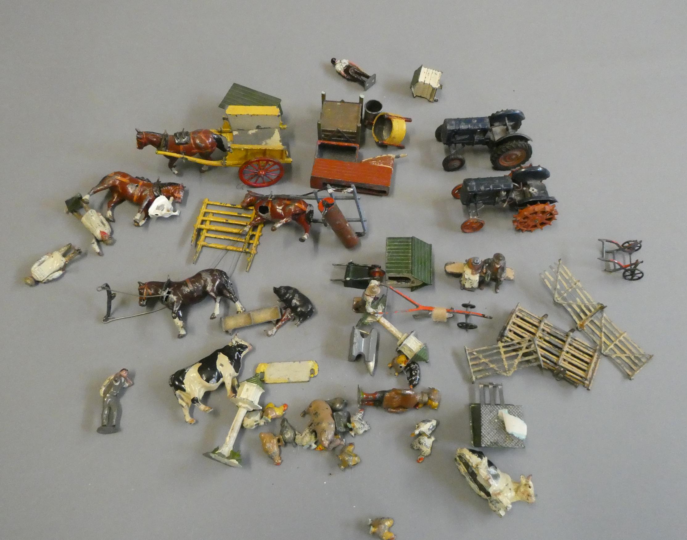 Farm animals and figures by Britains and others including horses Image