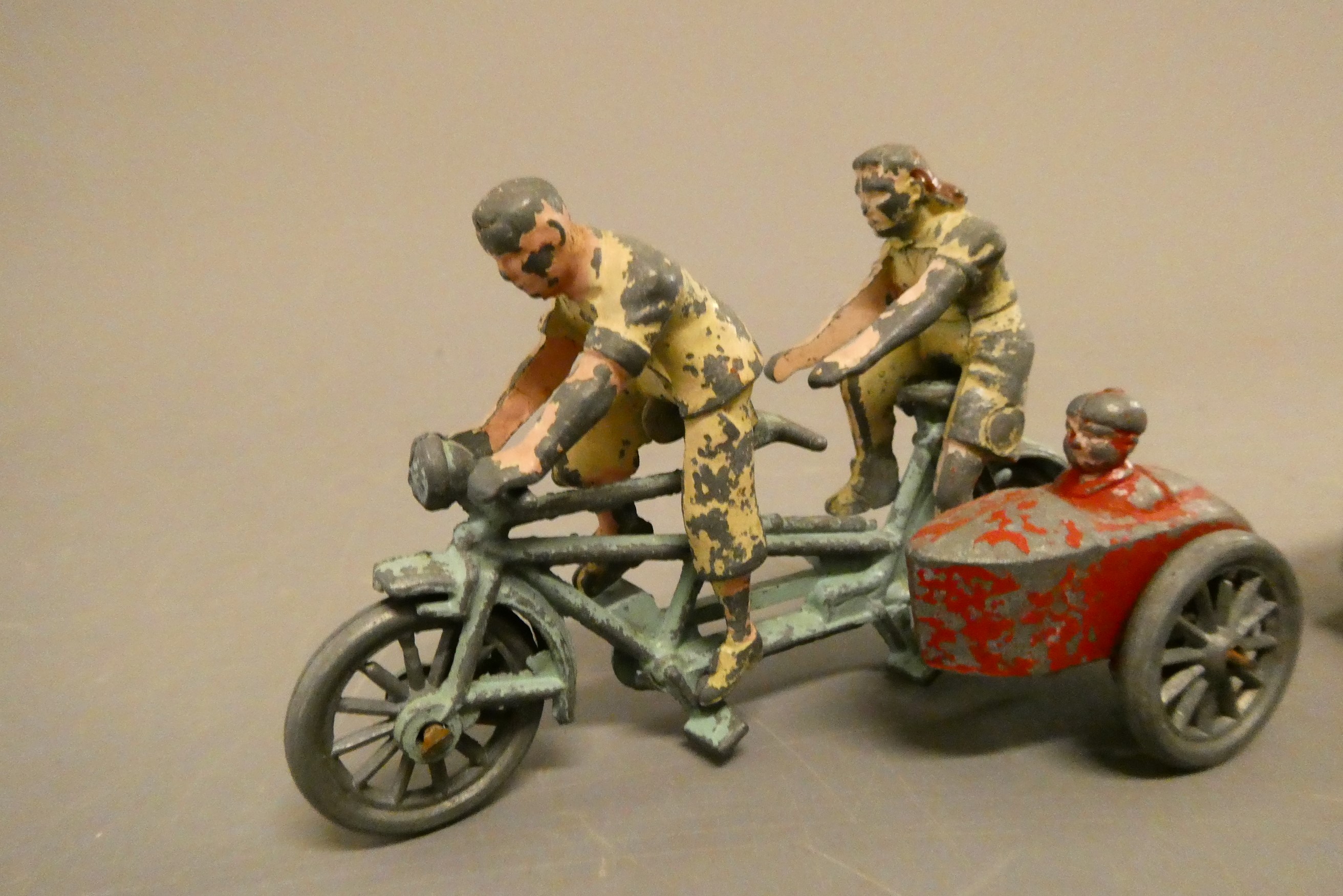 Taylor Barratt ice cream delivery cycle, Timpo tandem with side car and police motorcycle, poor Image