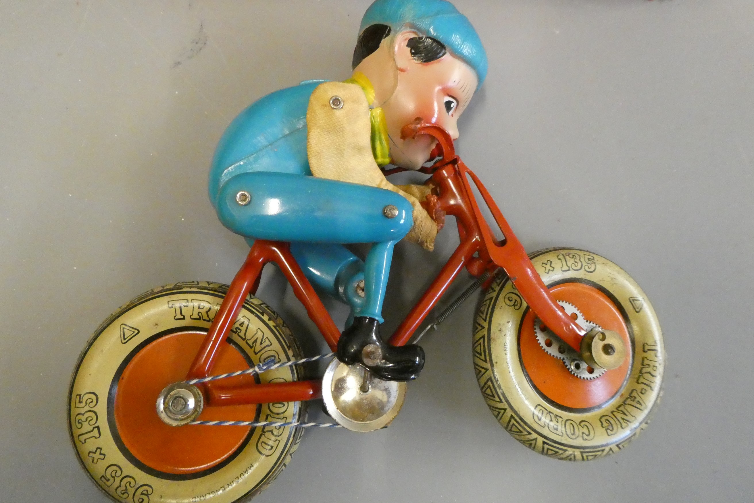 Tri-ang Giro Cycle, boxed with instruction sheets and packing. Some age wear, rubber hands fatigued, Image