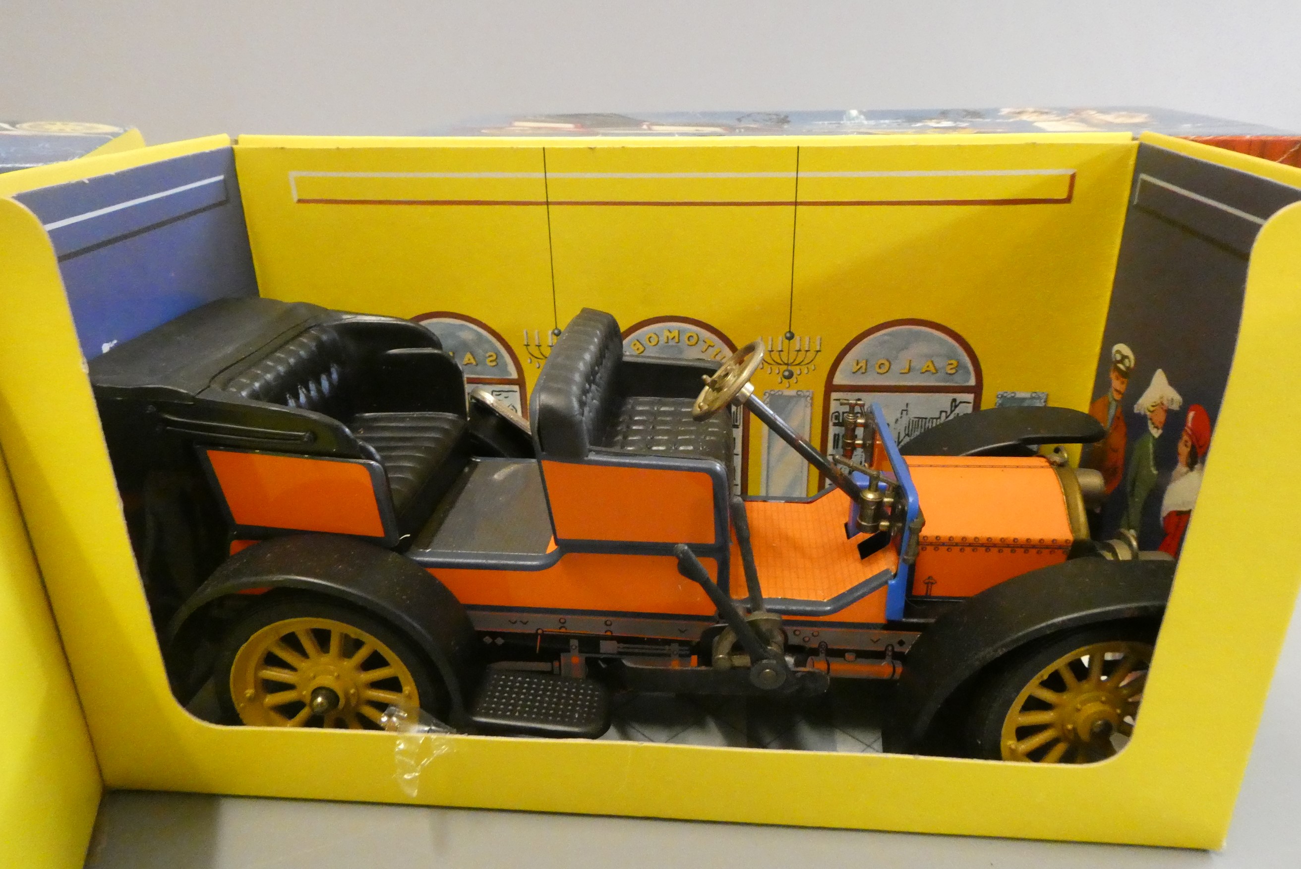 Four Schuco tinplate veteran cars comprising Ford model T, Doktor, Mercedes and Renault, all items Image