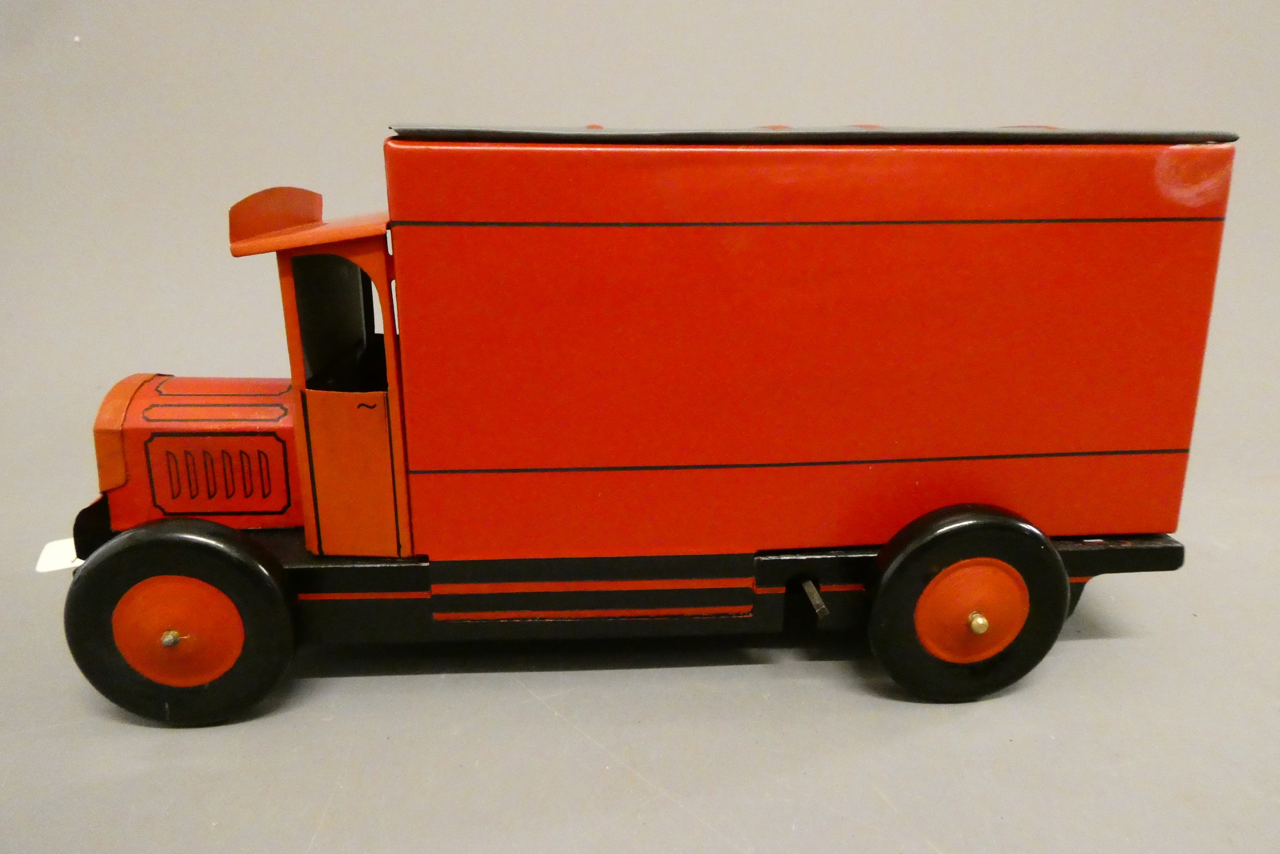 Chad Valley clockwork Royal Mail delivery van G.R.VI post early in the day to one side Image