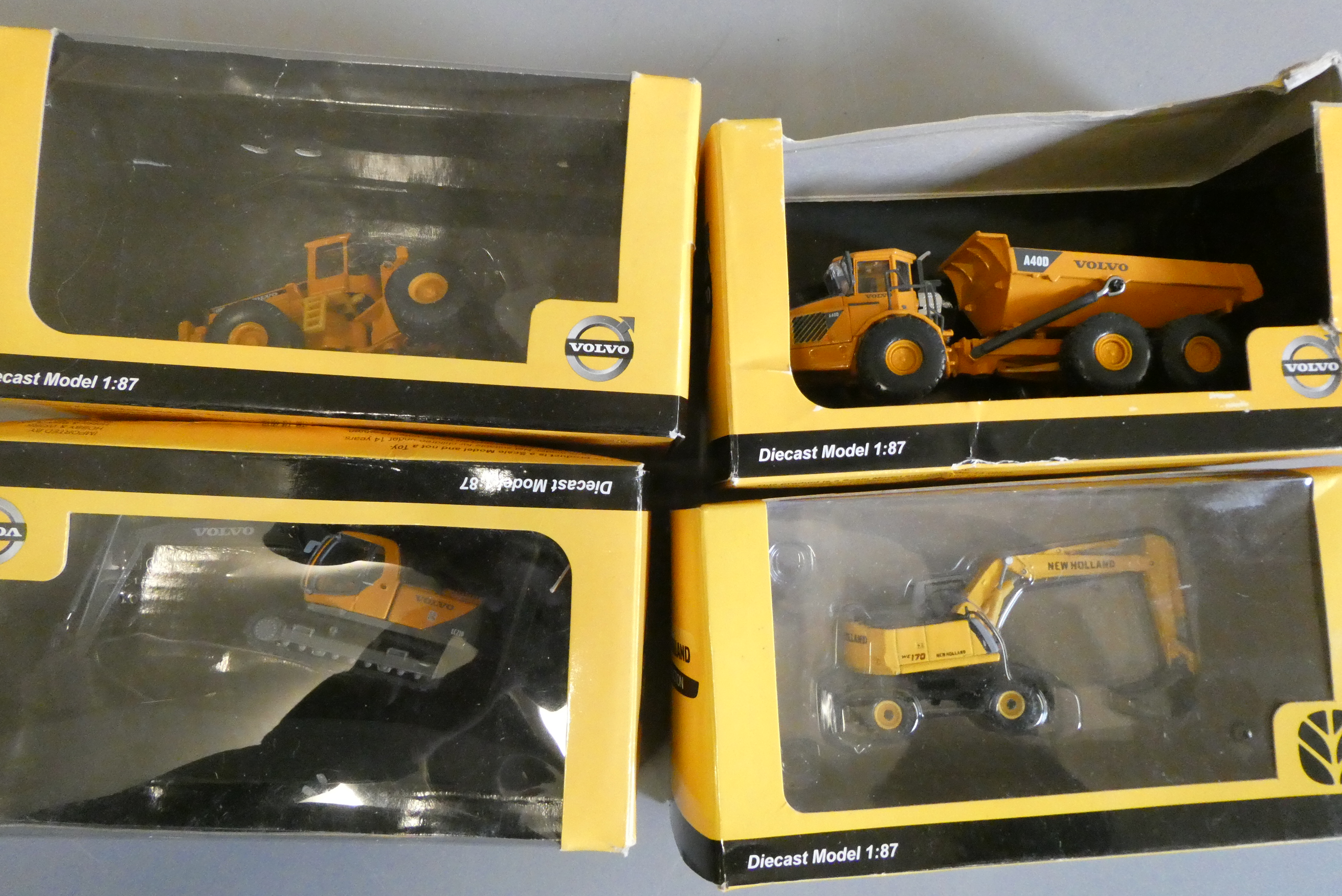 Four Volvo 1/87 scale construction vehicles, all items boxed, excellent (Est. plus 24% buyer's Image