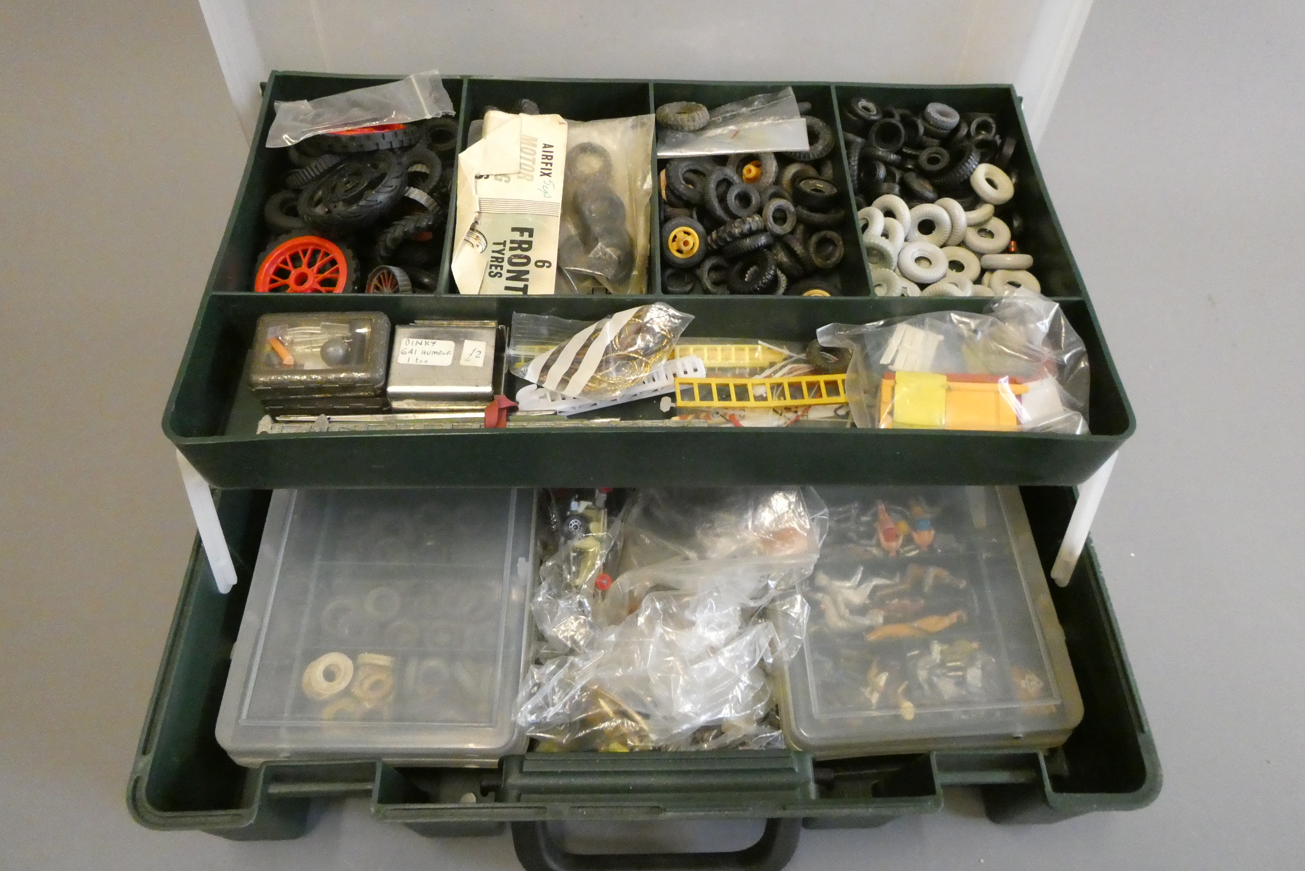 Spare parts for diecast models including tyres, drivers and fittings, good to excellent (Est. plus Image