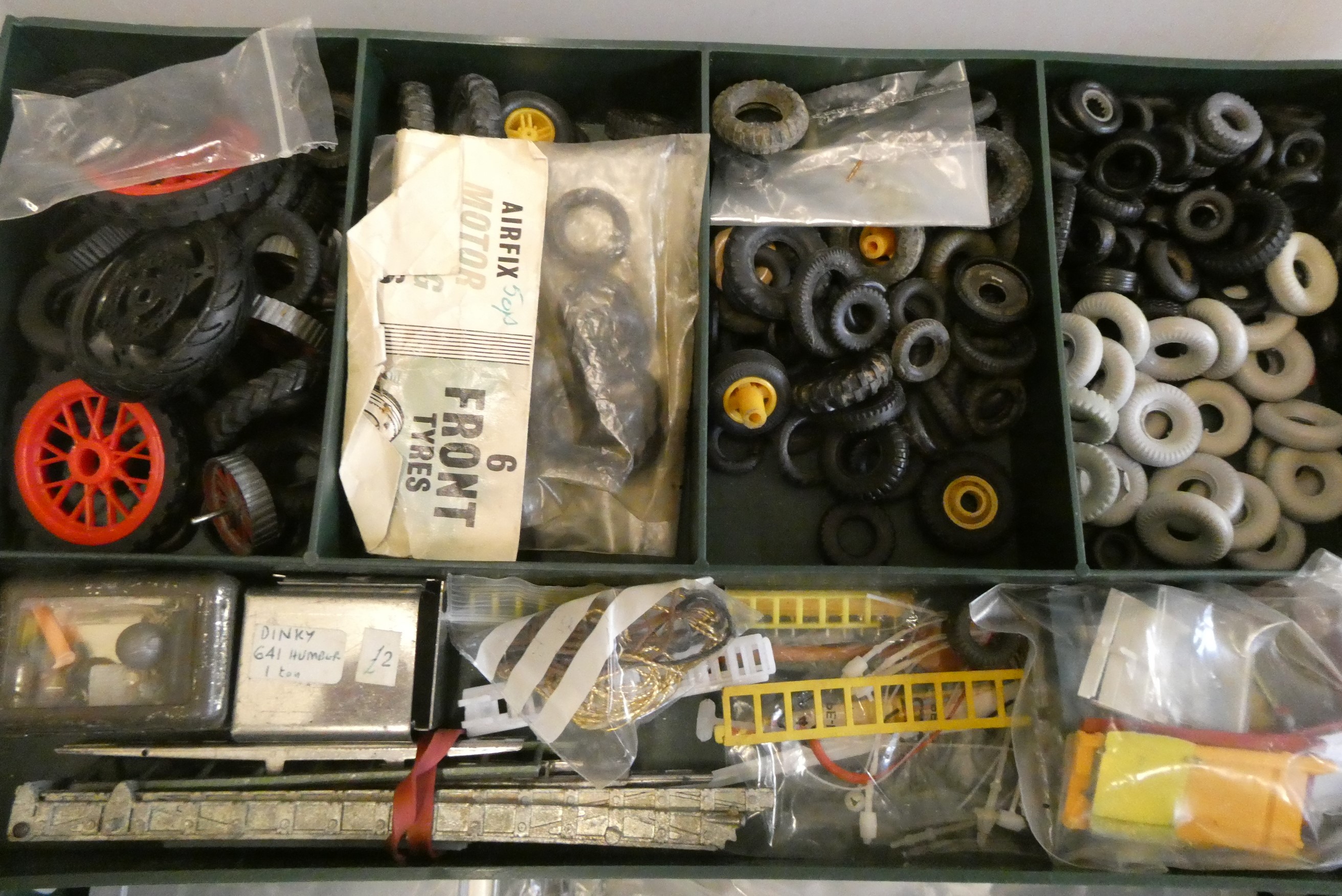 Spare parts for diecast models including tyres, drivers and fittings, good to excellent (Est. plus Image