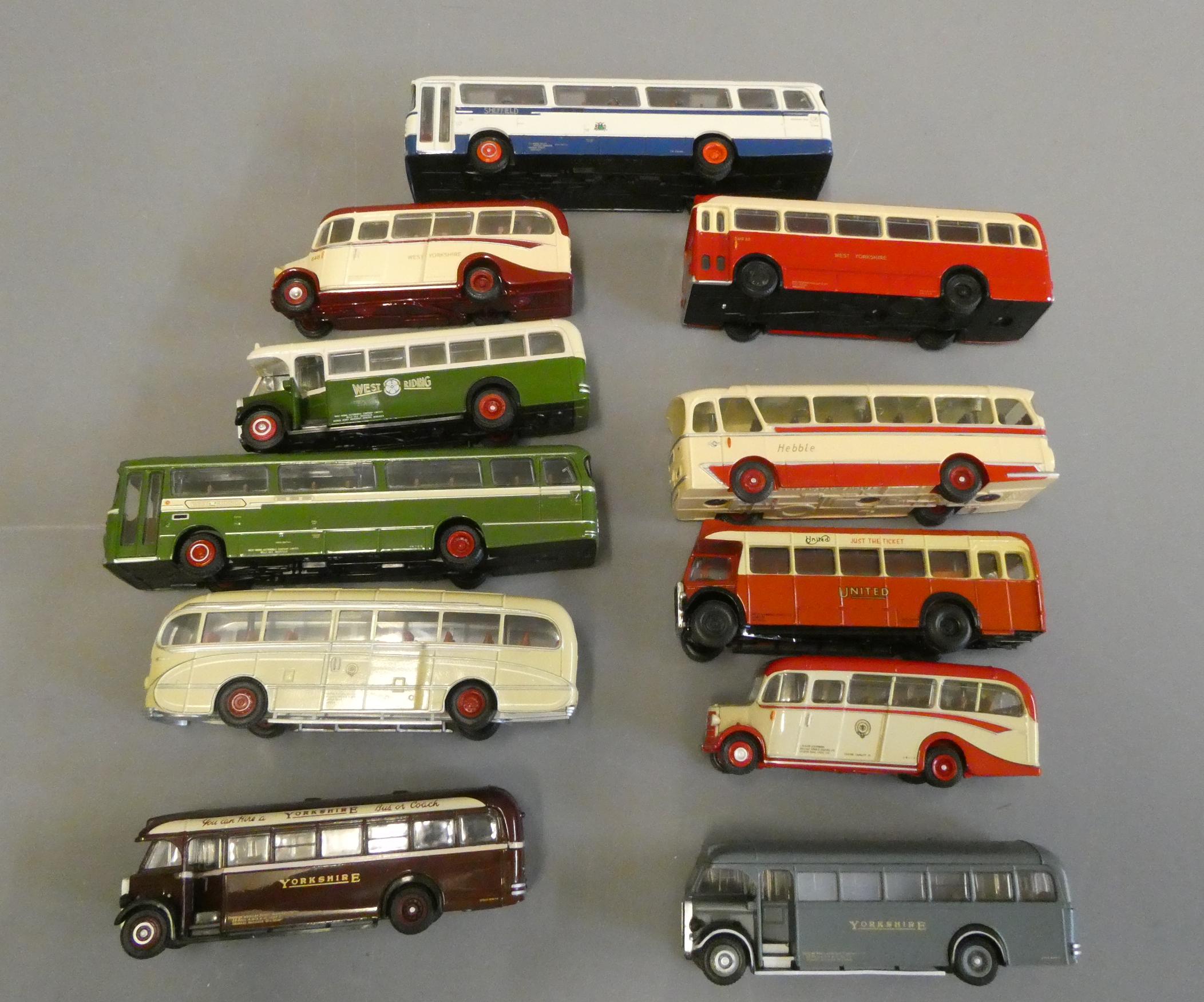 Unboxed diecast bus models by Corgi and other all single deck early bus/coach prototypes. Good to Image