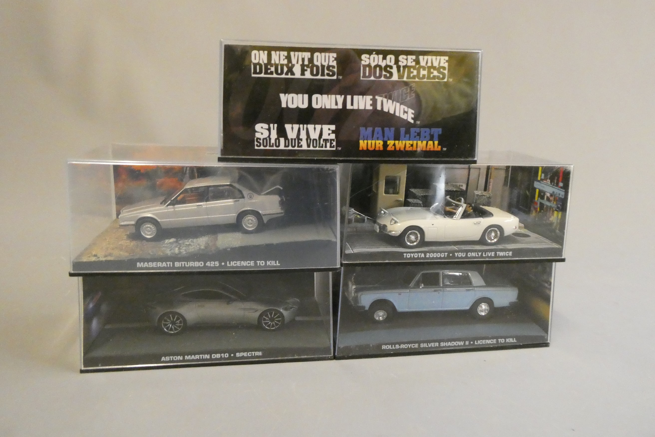 Five Eaglemoss James Bond vehicles comprising Toyota Crown Image