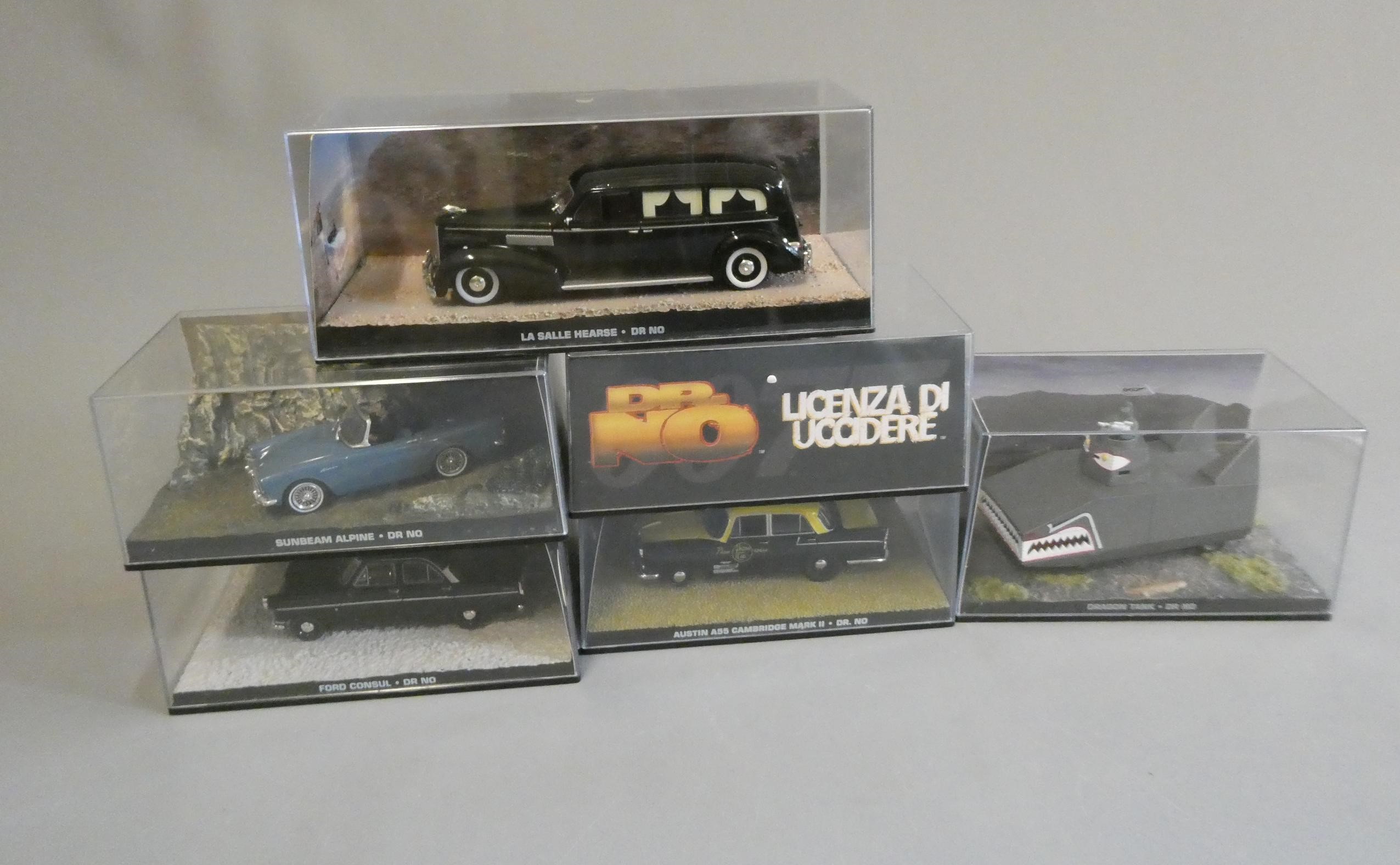 Six Fabbri James Bond Dr. No vehicles comprising Dragon tank Image