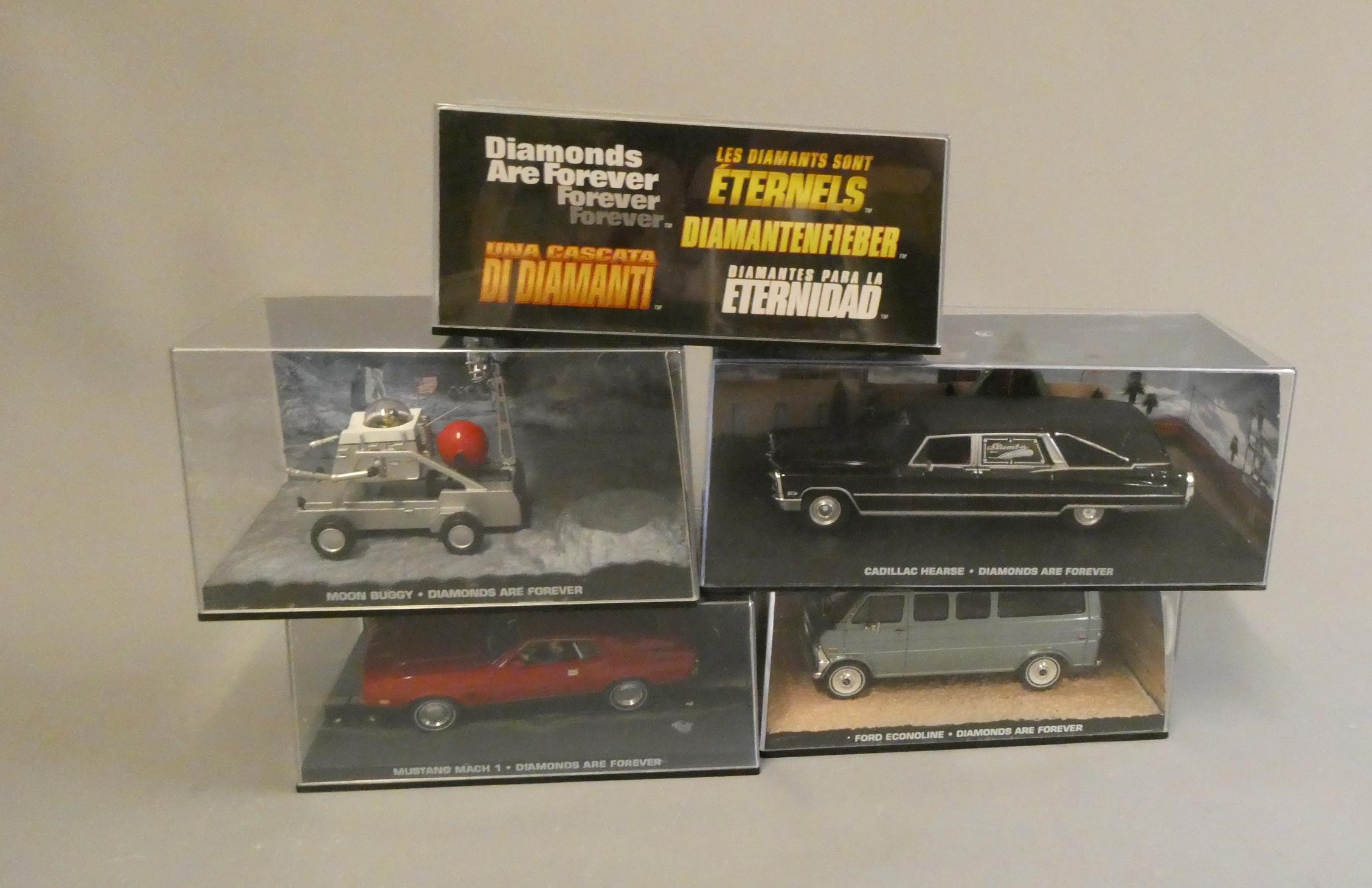 Five Fabbri James Bond Diamonds are Forever vehicles comprising Moon Buggy Image