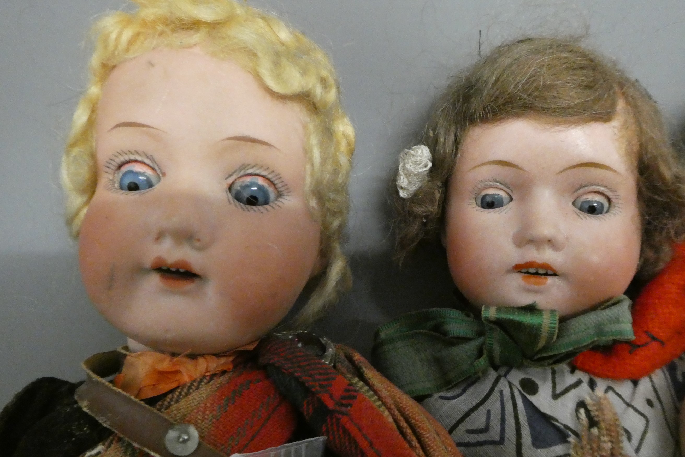 Five bisque head dolls Image