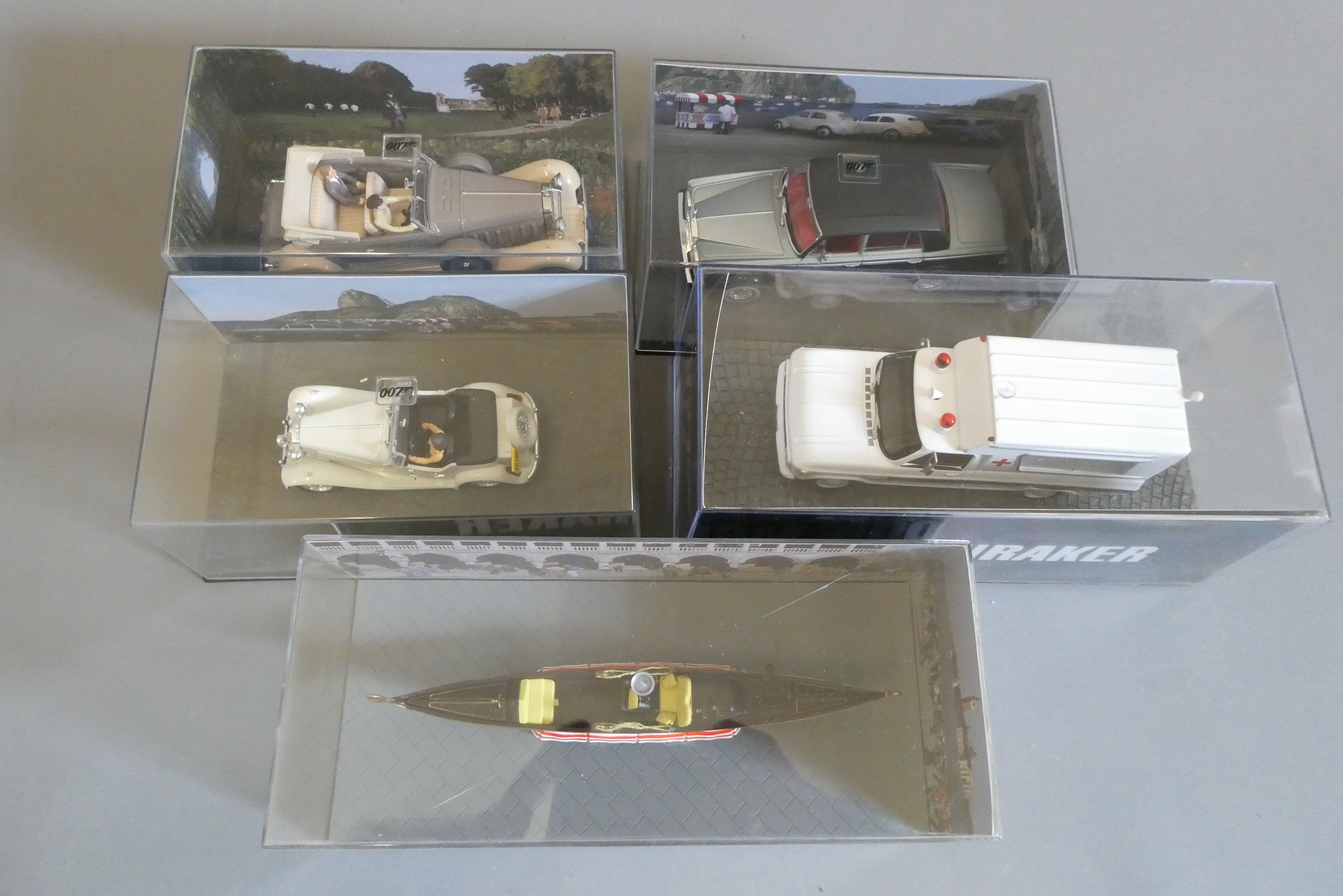 Five Fabbri James Bond Moonraker vehicles comprising Chevrolet ambulance Image