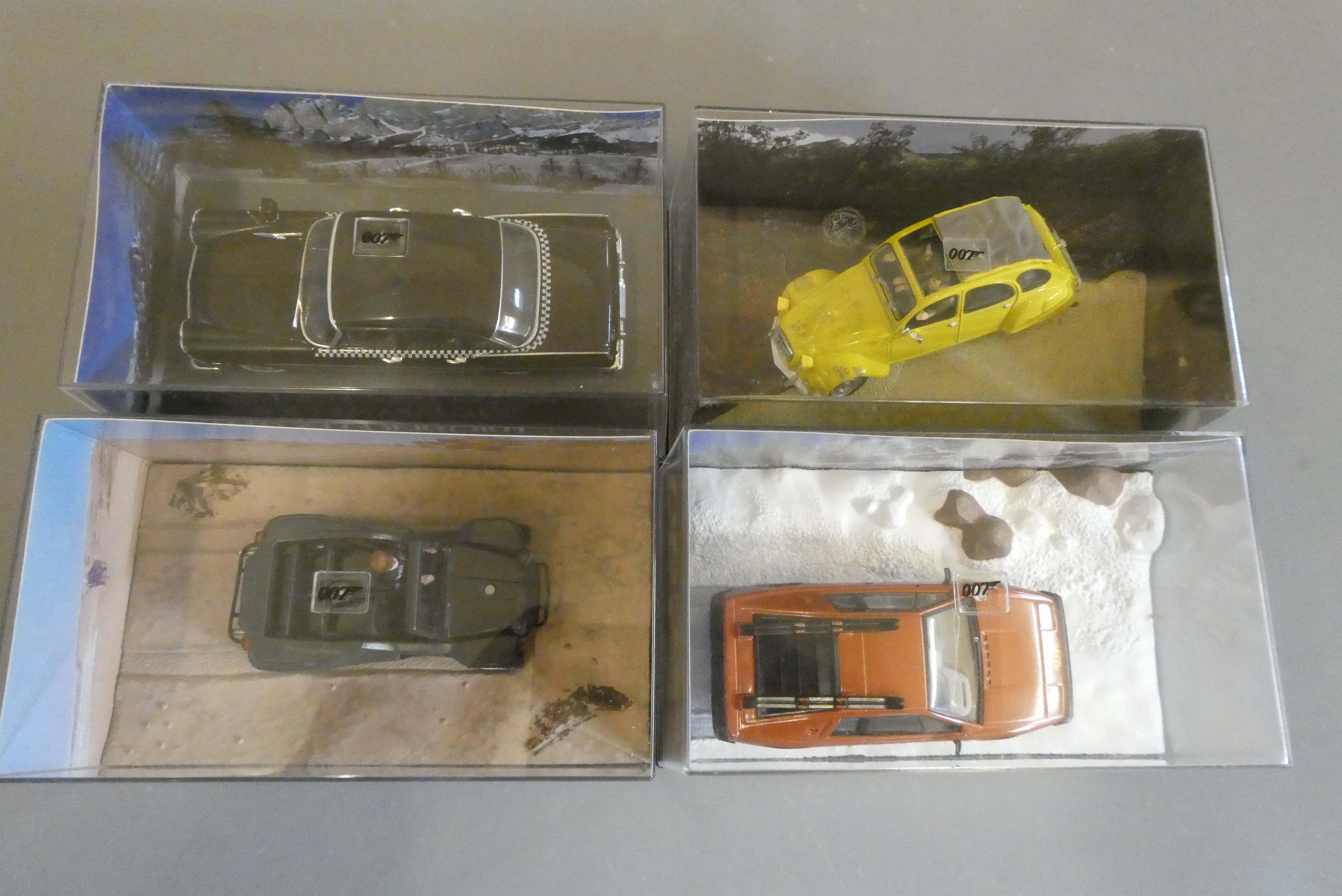 Four Fabbri James Bond For Your Eyes Only vehicles comprising Image