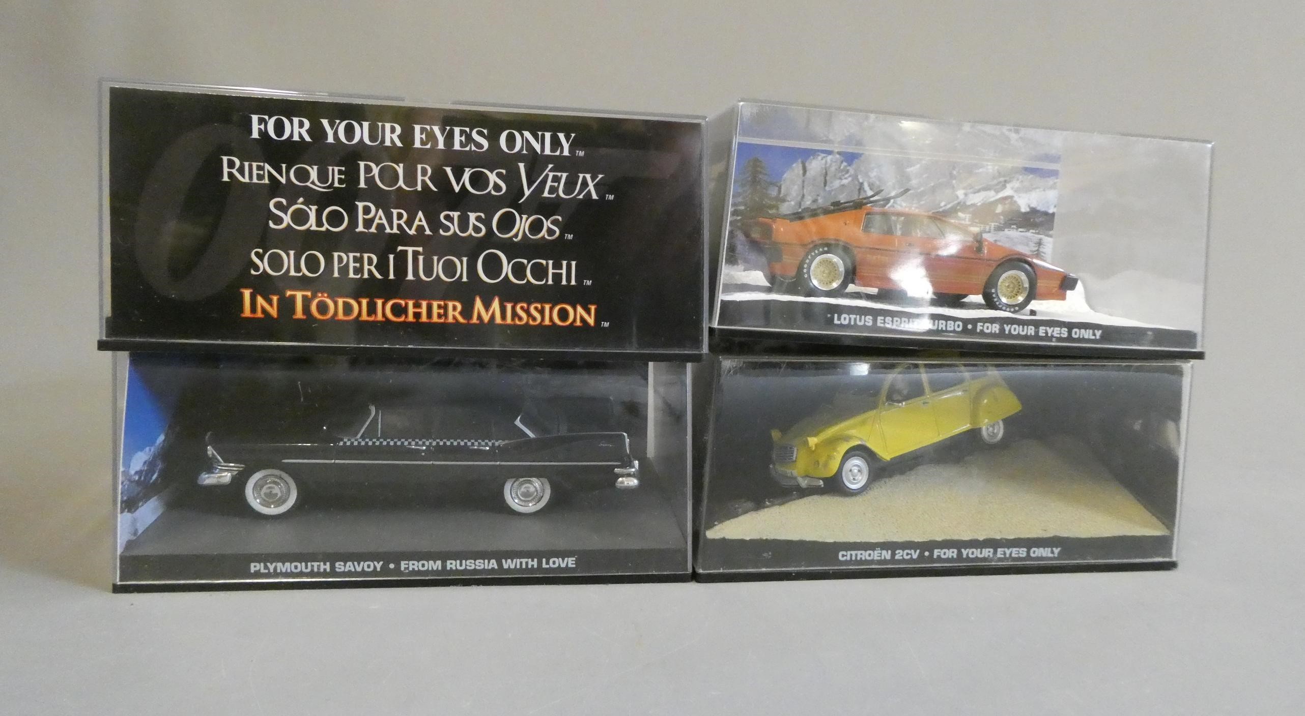 Four Fabbri James Bond For Your Eyes Only vehicles comprising Image