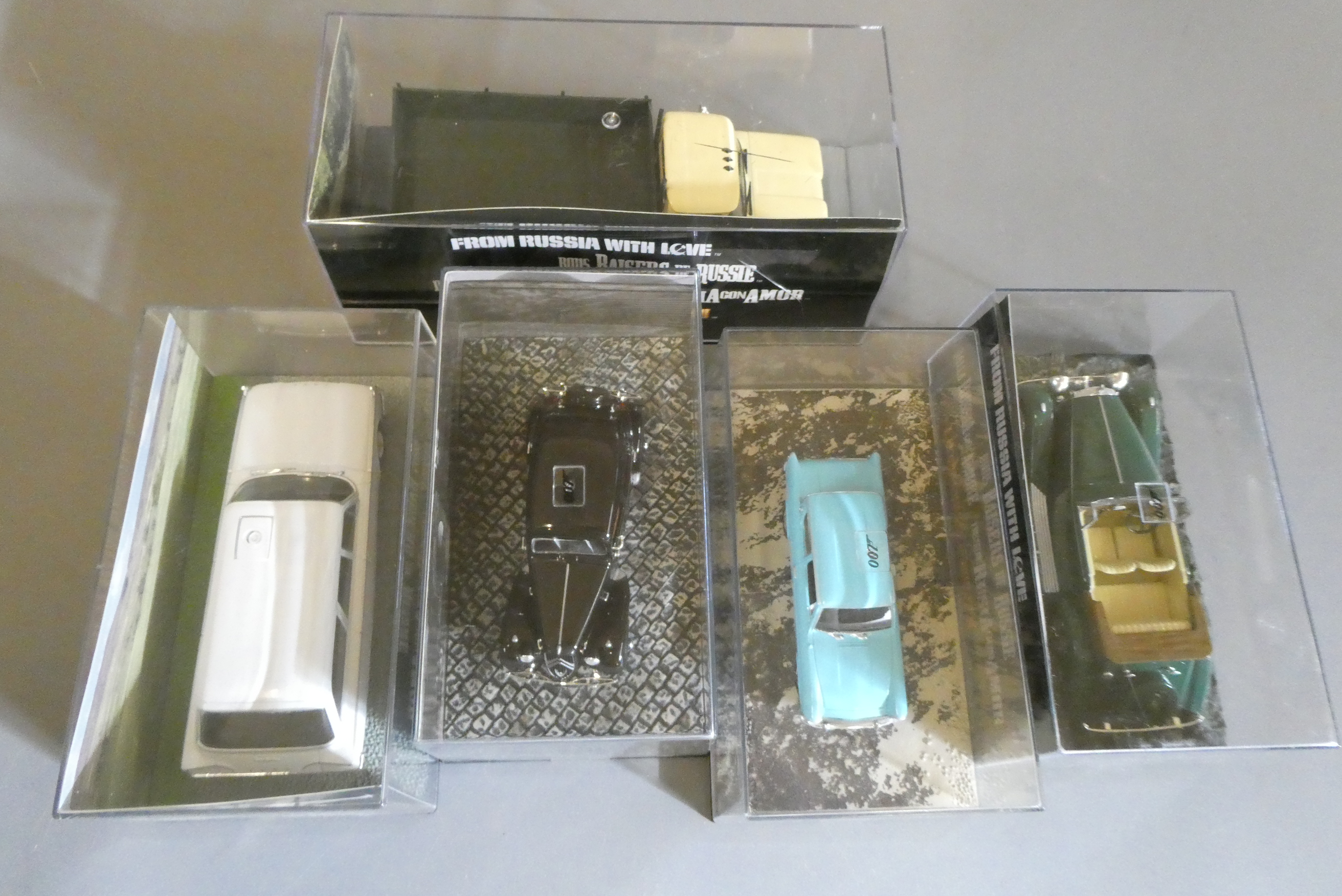 Five Fabbri James Bond from Russia With Love vehicles comprising Ford Anglia Image