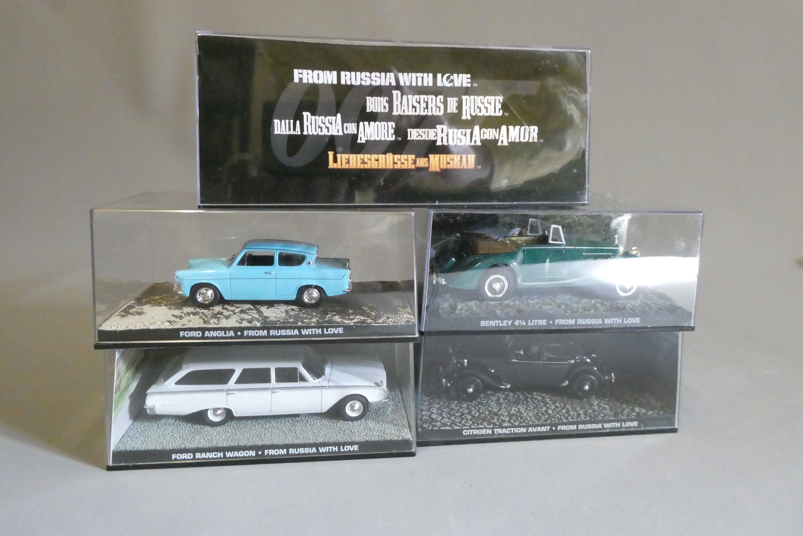 Five Fabbri James Bond from Russia With Love vehicles comprising Ford Anglia Image