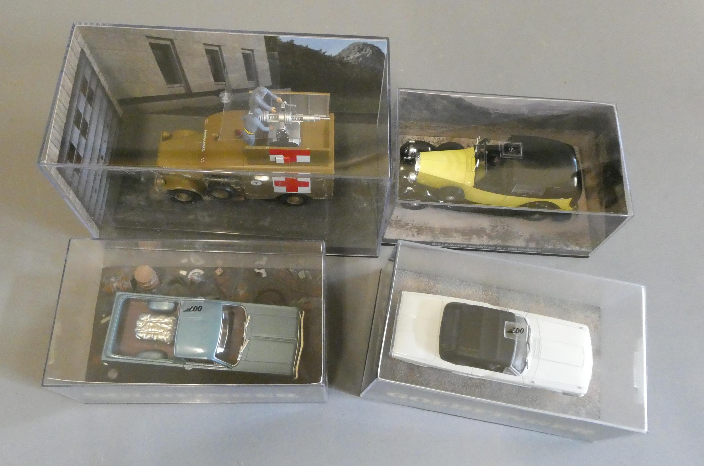 Four Fabbri James Bond Goldfinger vehicles comprising Rolls Royce Phantom Image