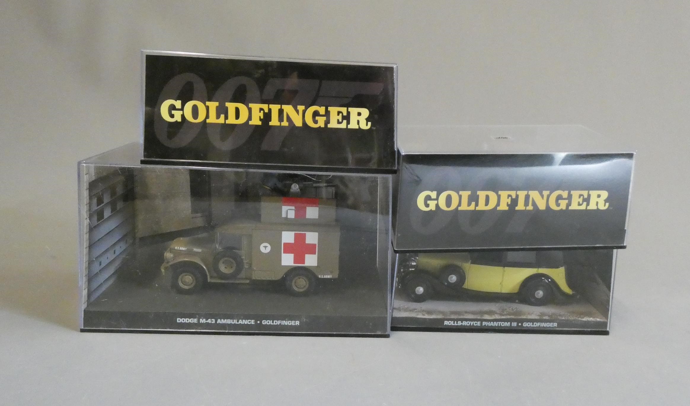 Four Fabbri James Bond Goldfinger vehicles comprising Rolls Royce Phantom Image