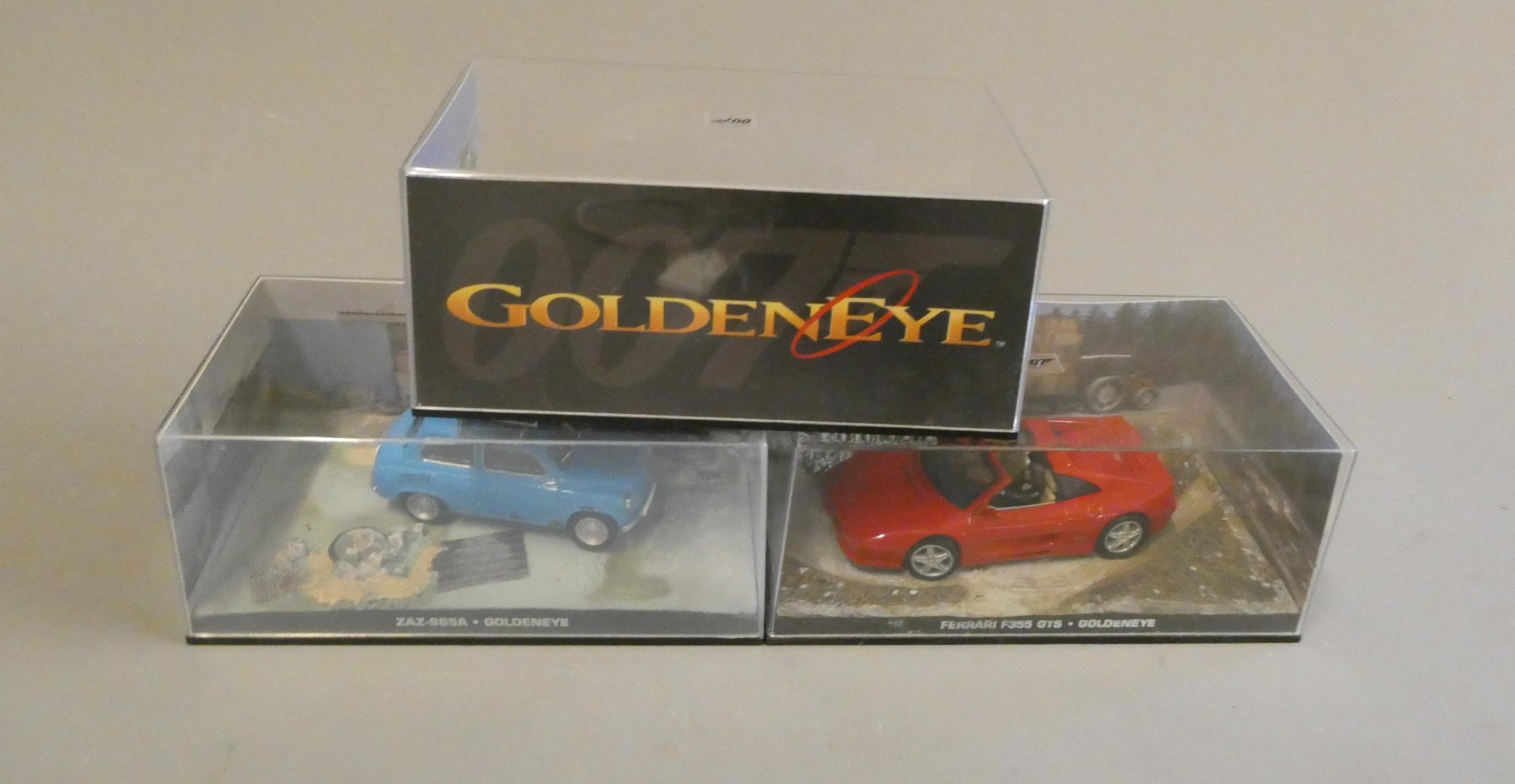 Three Fabbri James Bond Golden Eye comprising BMW Z3, ZAZ 965a and Ferrari F355, all items boxed, Image