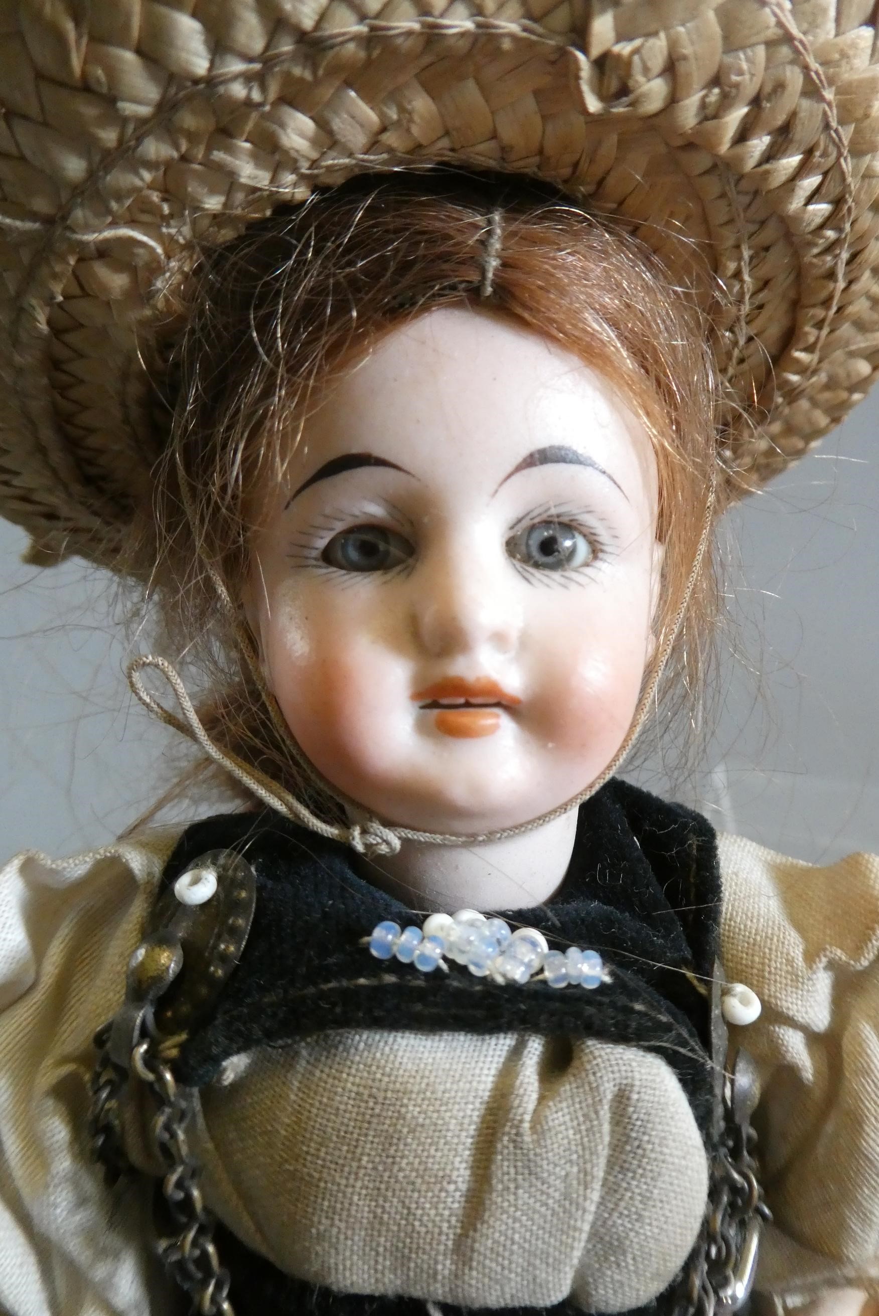 Two small SFBJ bisque socket head dolls Image