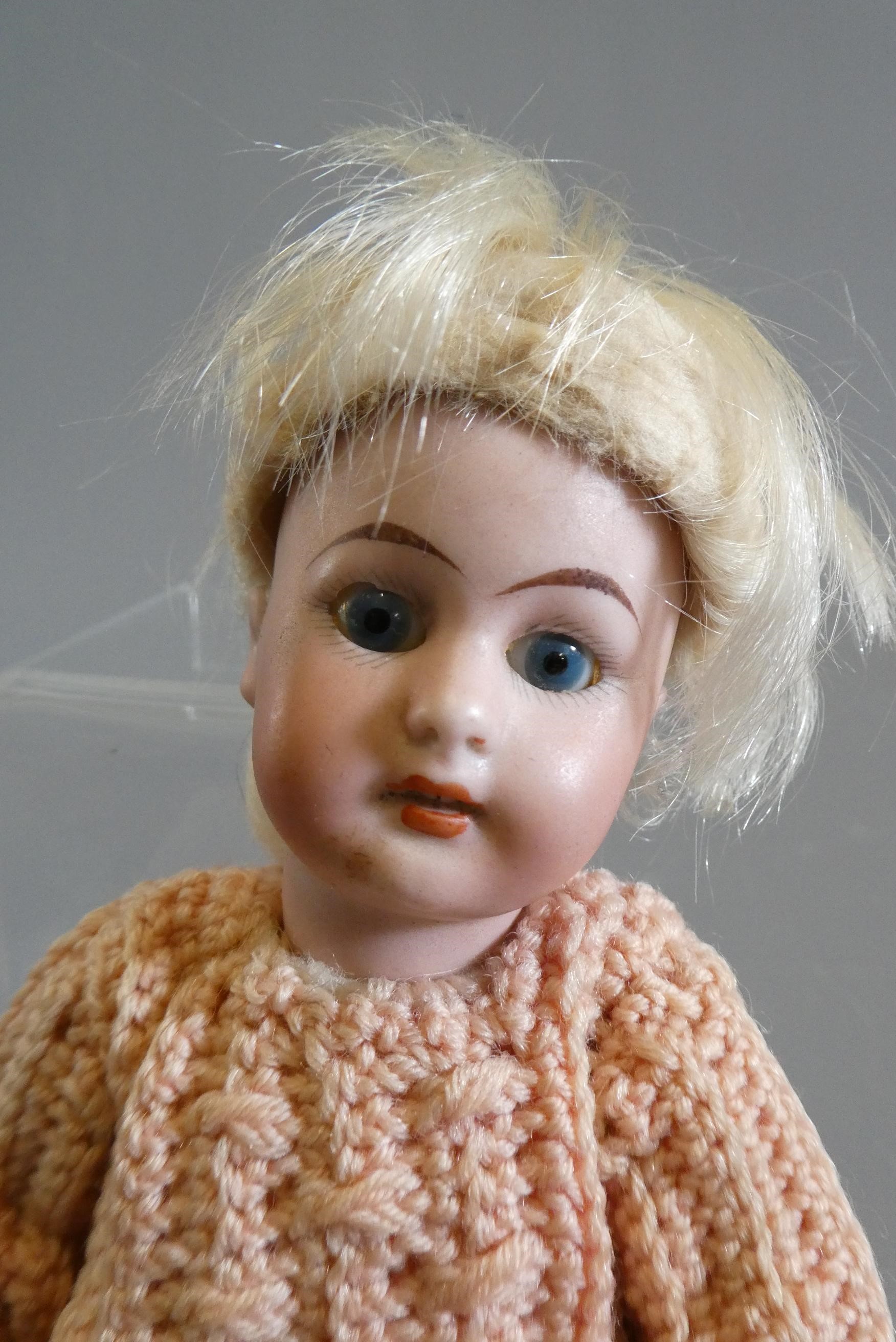 Two small SFBJ bisque socket head dolls Image