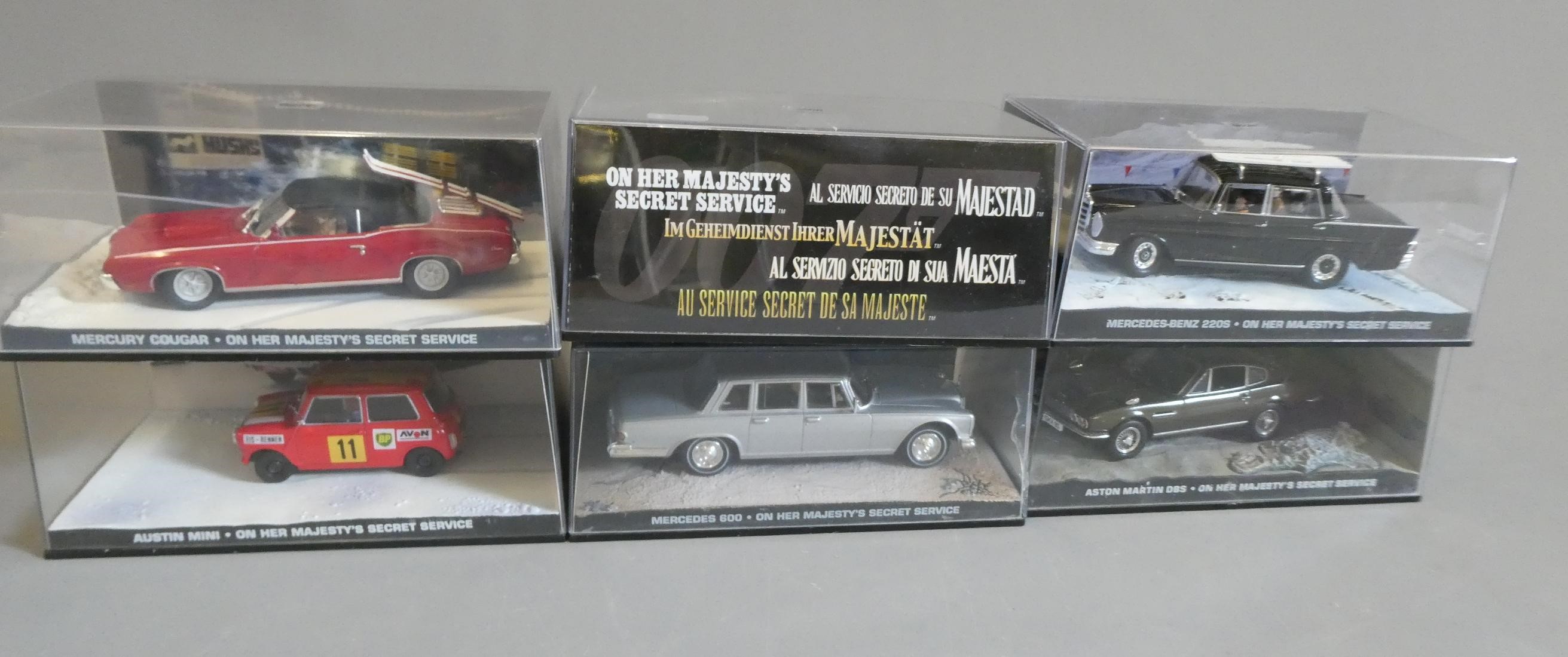 Six Fabbri James Bond On Her Majesty's Secret Service vehicles comprising Austin Mini Image