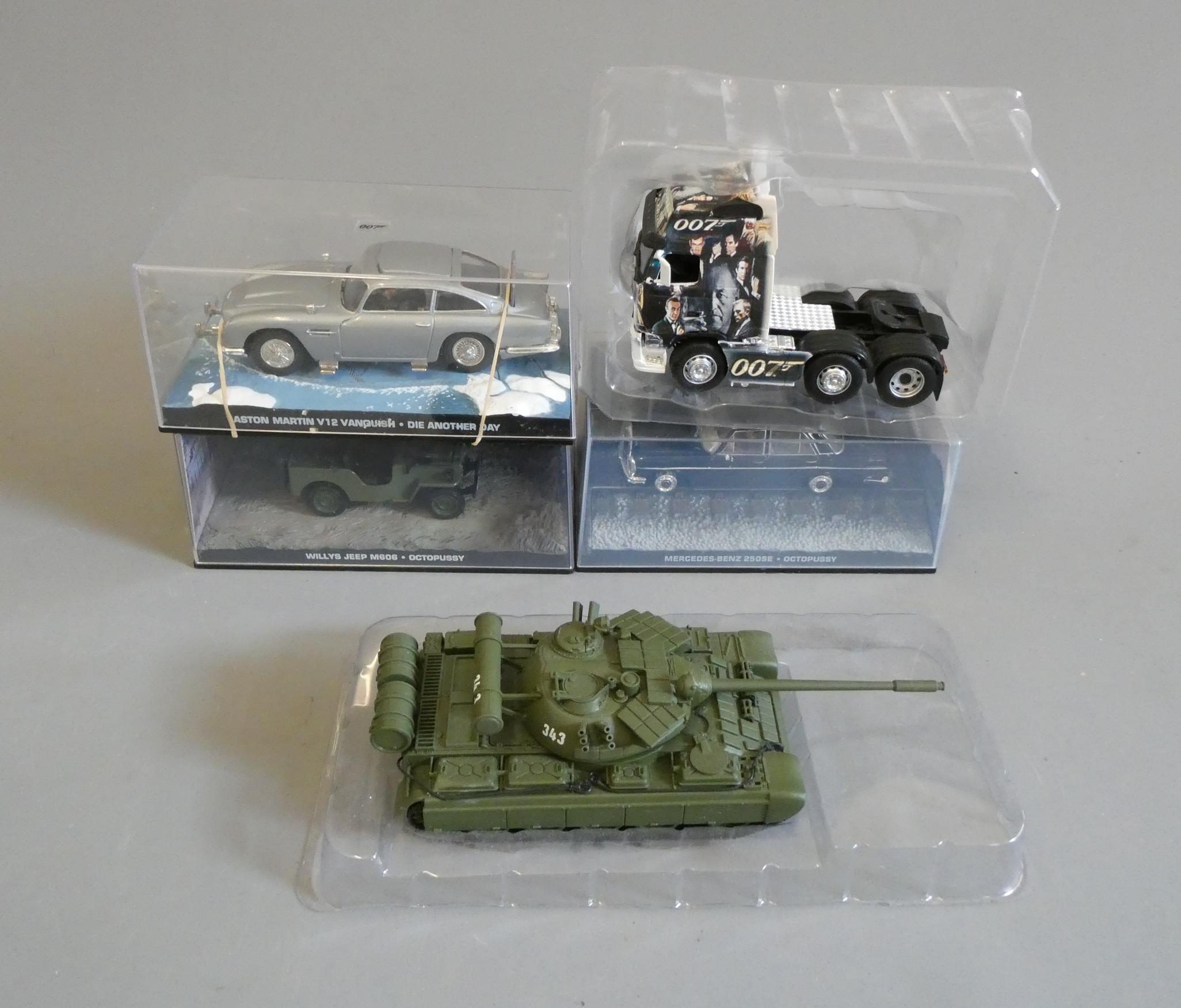 Five James Bond vehicles comprising Willys jeep Image
