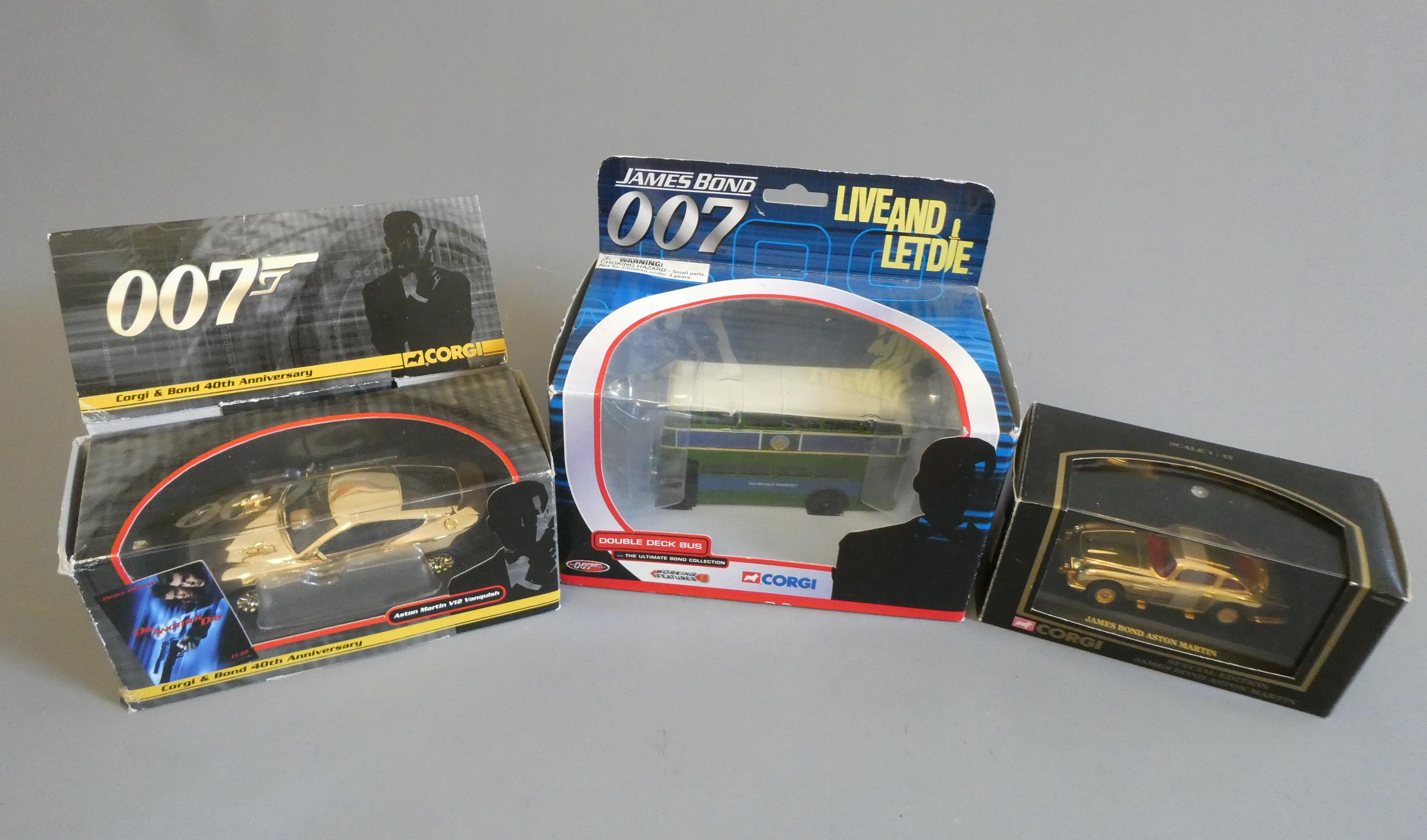Three Corgi James Bond vehicles comprising Aston Martin V12 Vanquish Image