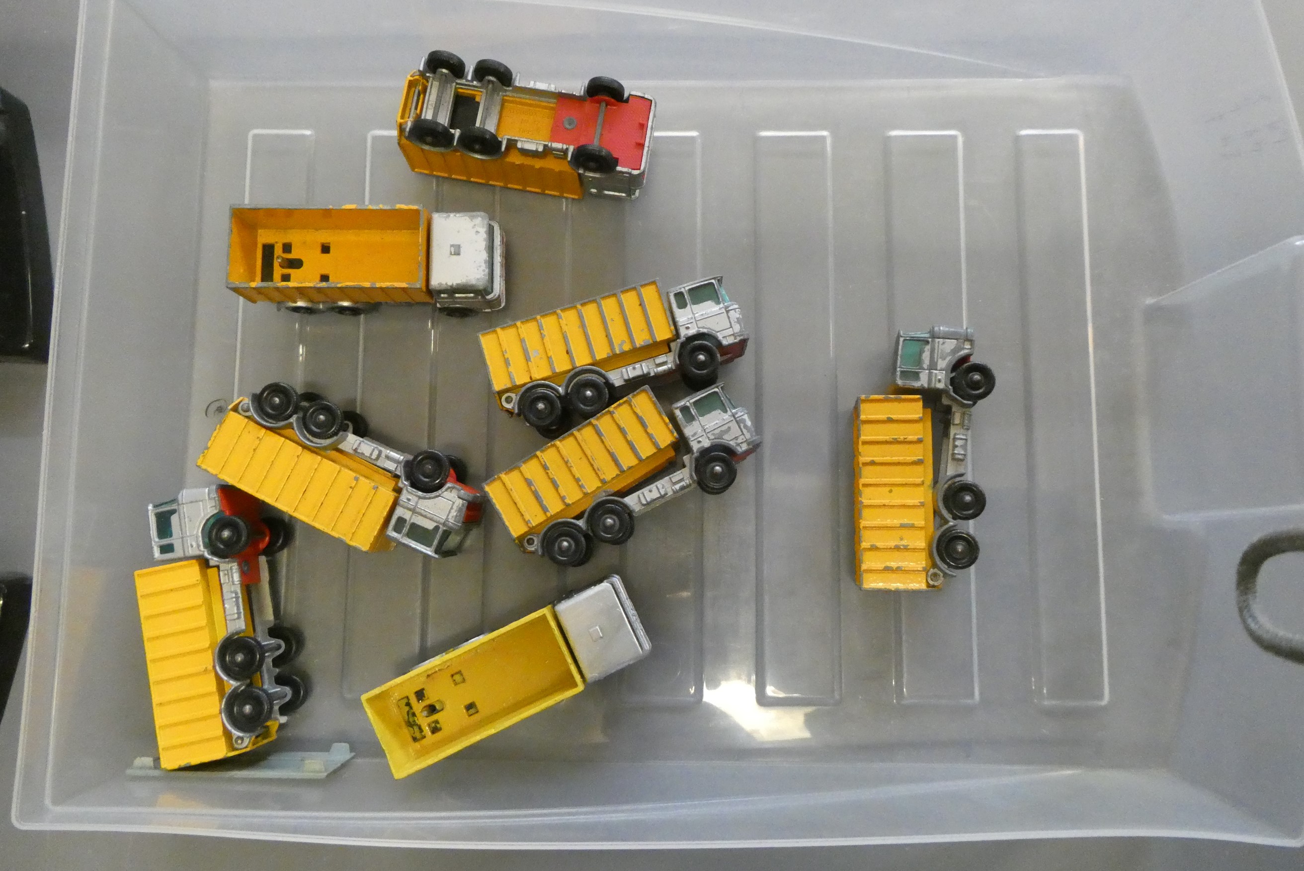 Quantity of playworn Matchbox cars, most items have paint missing, overpainting or damage, poor Image