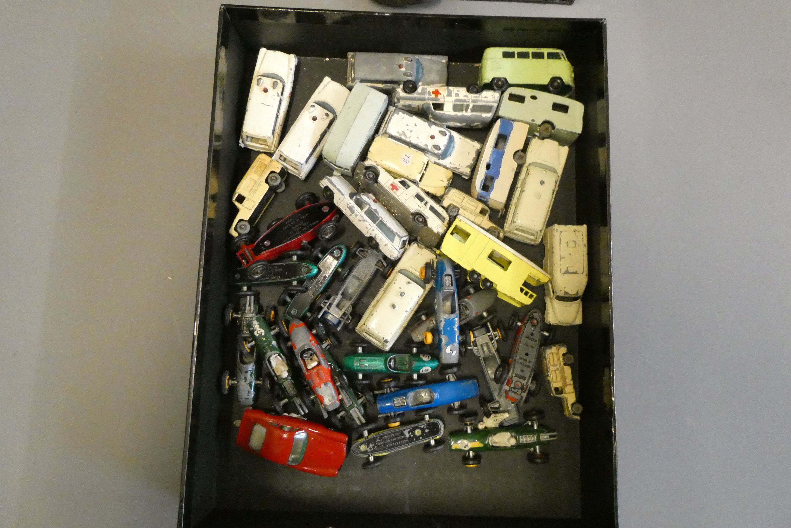 Quantity of playworn Matchbox cars, most items have paint missing, overpainting or damage, poor Image