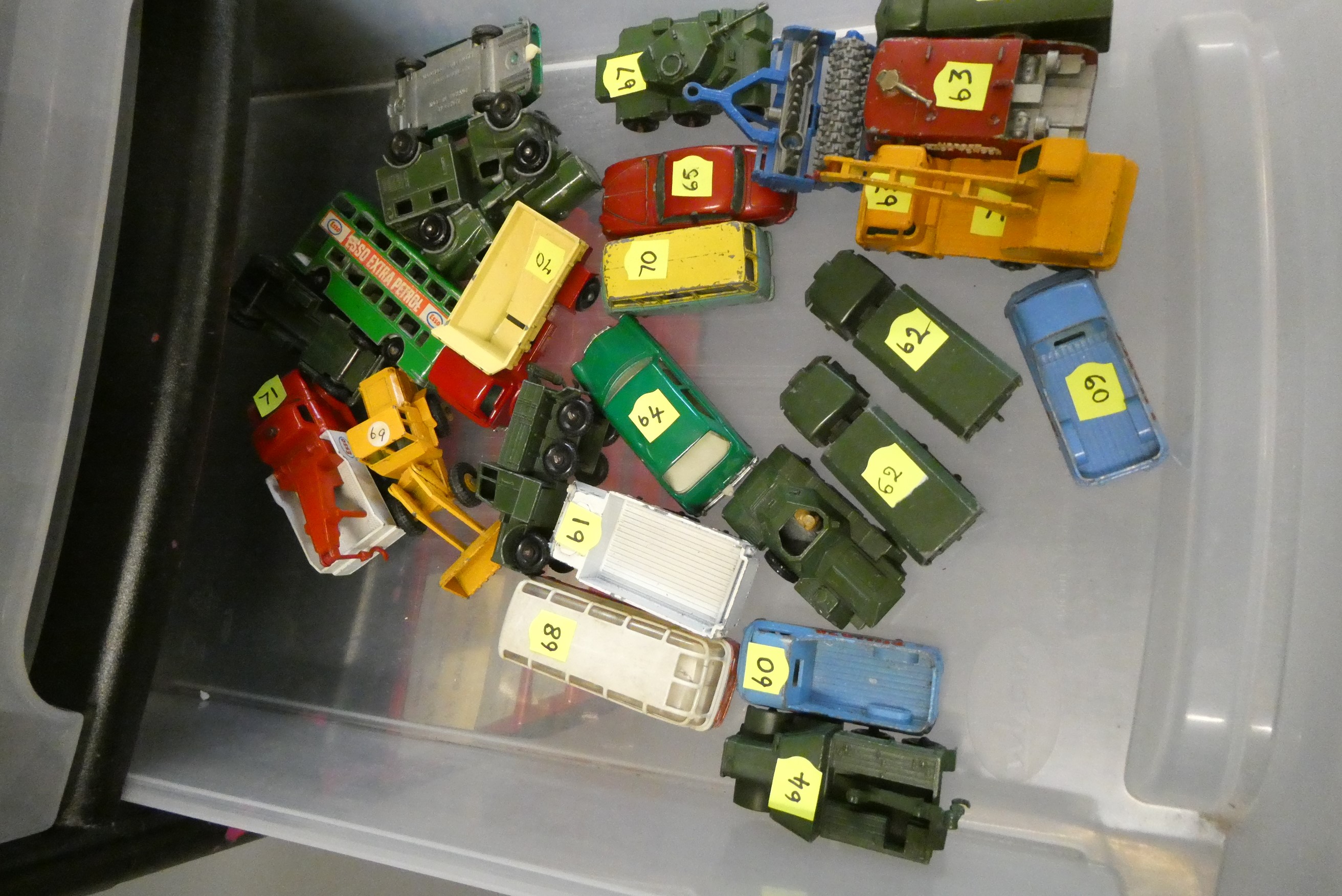 Quantity of playworn Matchbox cars, most items have paint missing, overpainting or damage, poor Image
