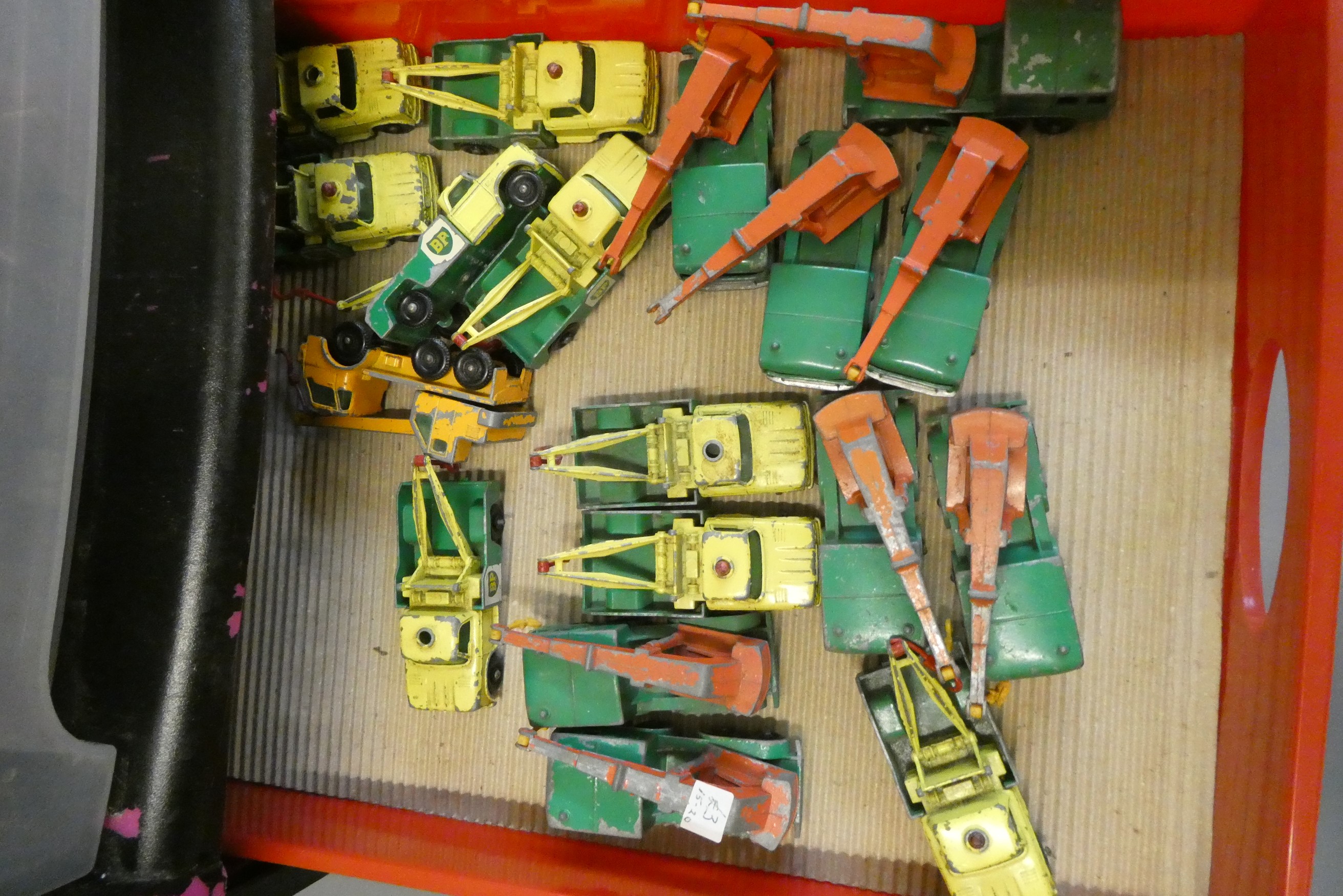 Quantity of playworn Matchbox cars, most items have paint missing, overpainting or damage, poor Image
