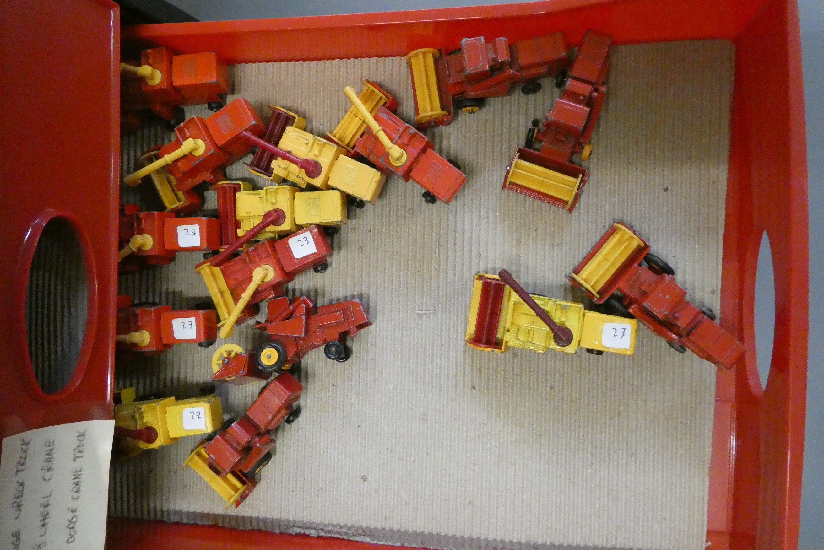 Quantity of playworn Matchbox cars, most items have paint missing, overpainting or damage, poor Image
