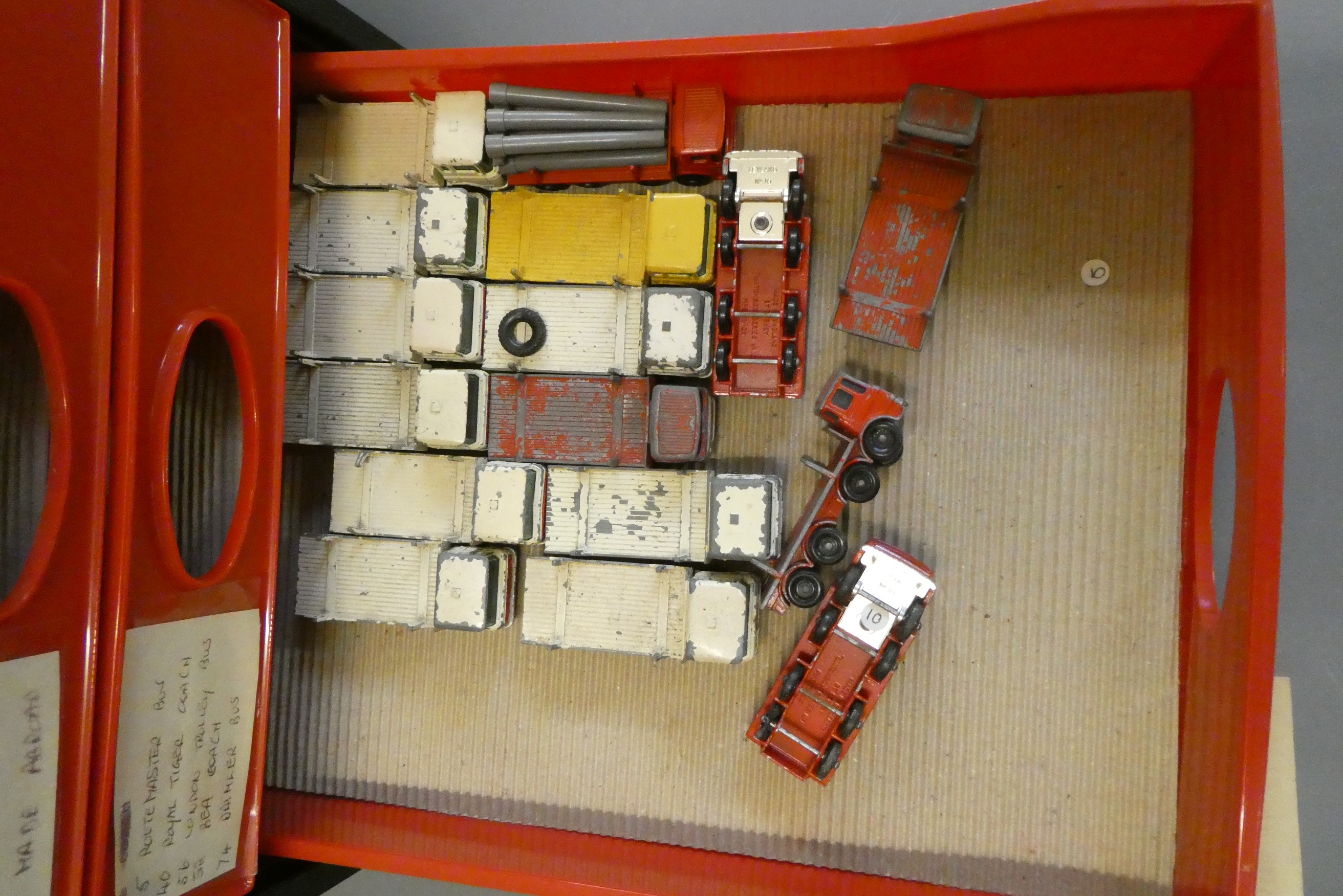 Quantity of playworn Matchbox cars, most items have paint missing, overpainting or damage, poor Image