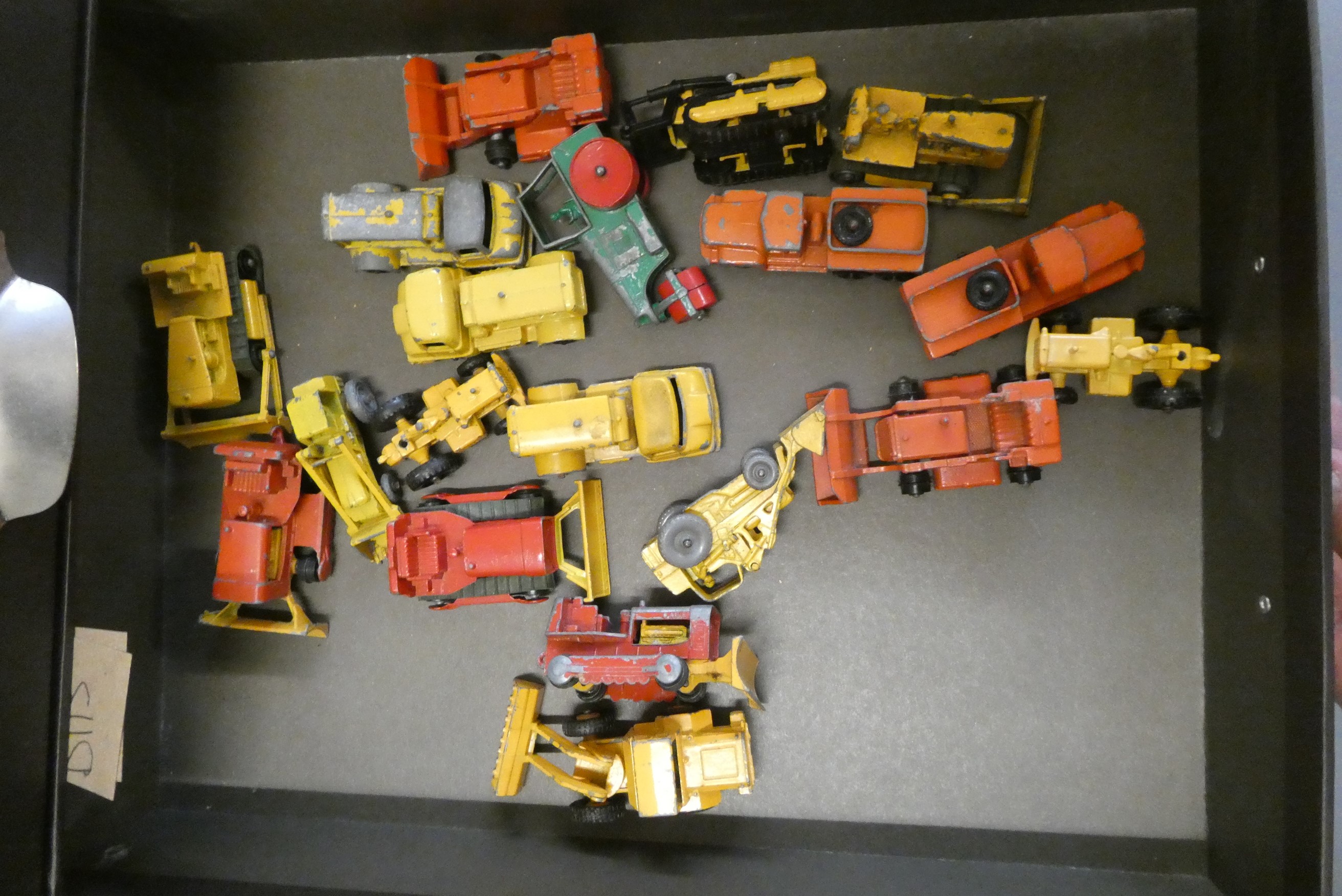 Quantity of playworn Matchbox cars, most items have paint missing, overpainting or damage, poor Image