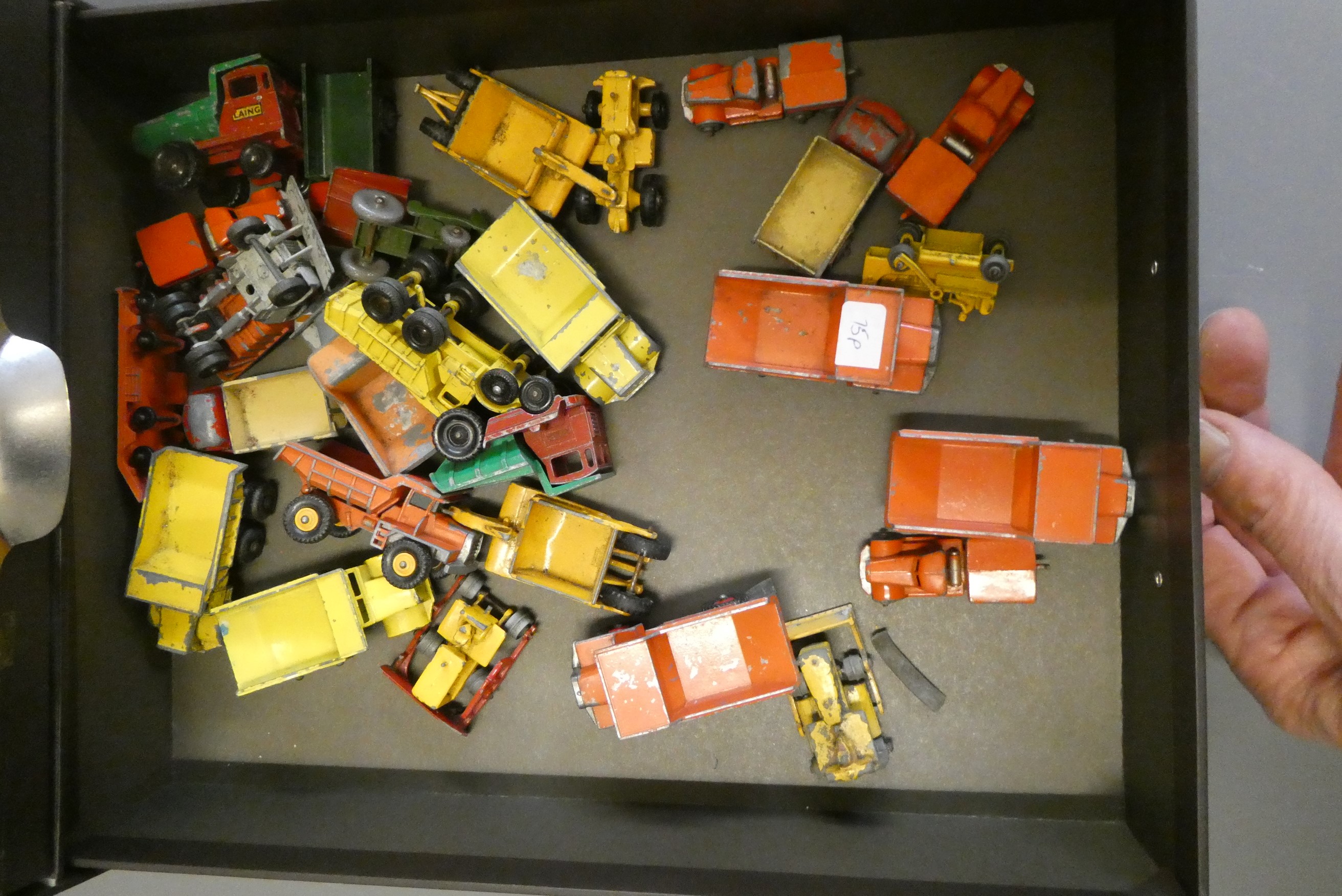 Quantity of playworn Matchbox cars, most items have paint missing, overpainting or damage, poor Image